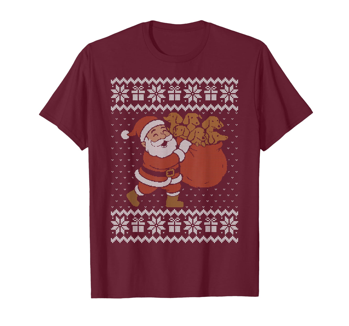 Wiener Dog Christmas Sweater, Santa Claus Carrying Wieners T-Shirt