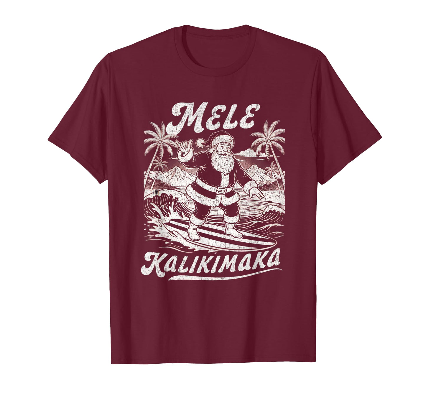 Surfing Santa Mele Kalikimaka Christmas Shirt Hawaiian Surf T-Shirt
