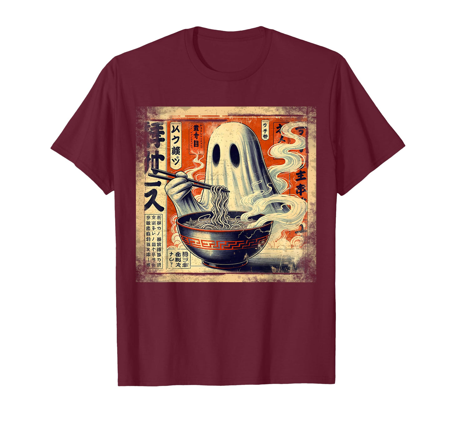 Ghost Ramen Noodles Japanese Vintage Kawaii Anime Halloween T-Shirt