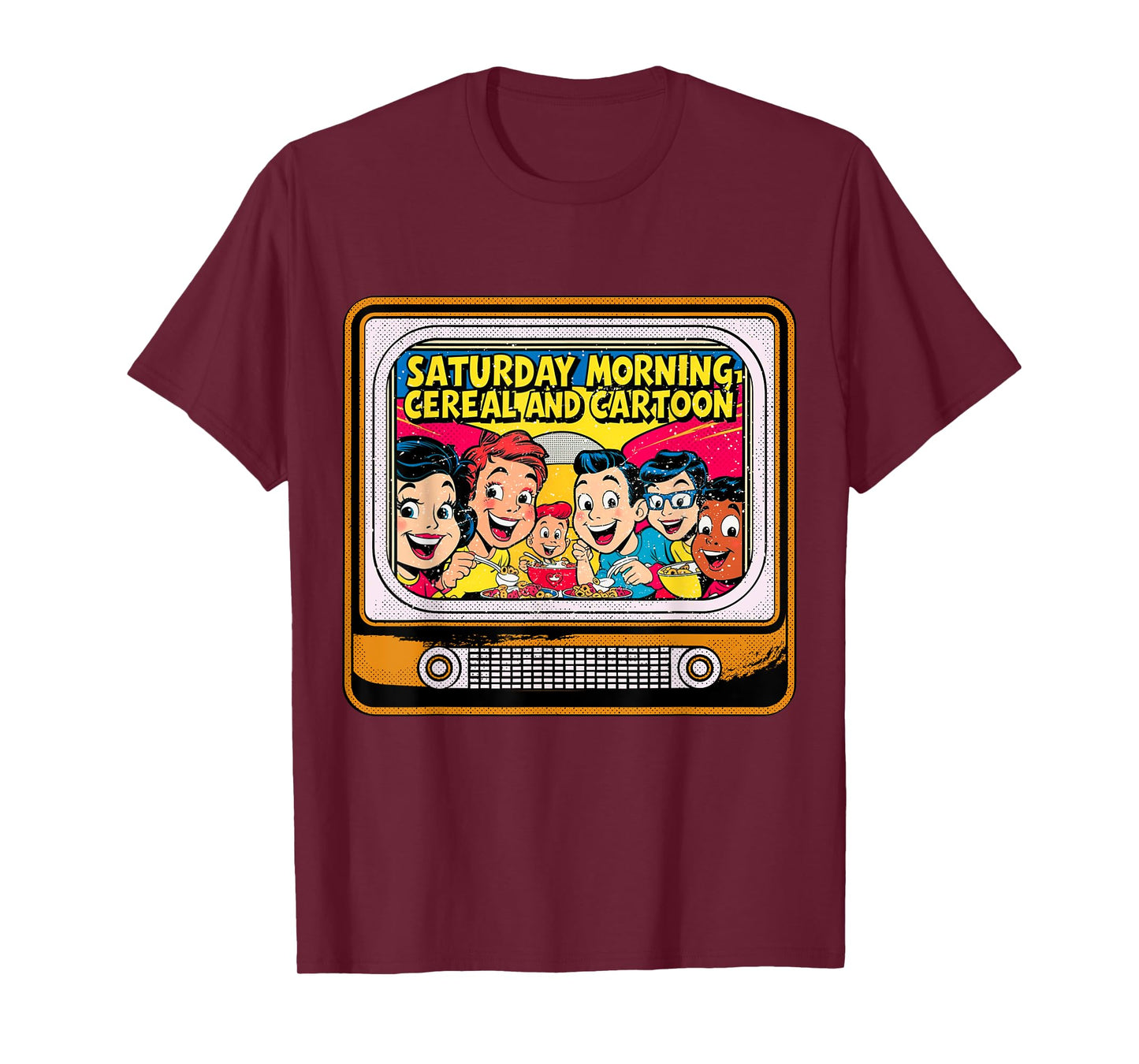 80s 90s Retro Kid Saturday Mornings Cereal And Cartoons T-Shirt
