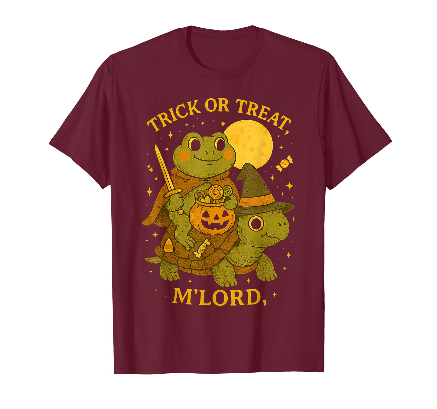 Halloween Trick o Treat Frog Knight M’Lord Pumpkin Turtle T-Shirt