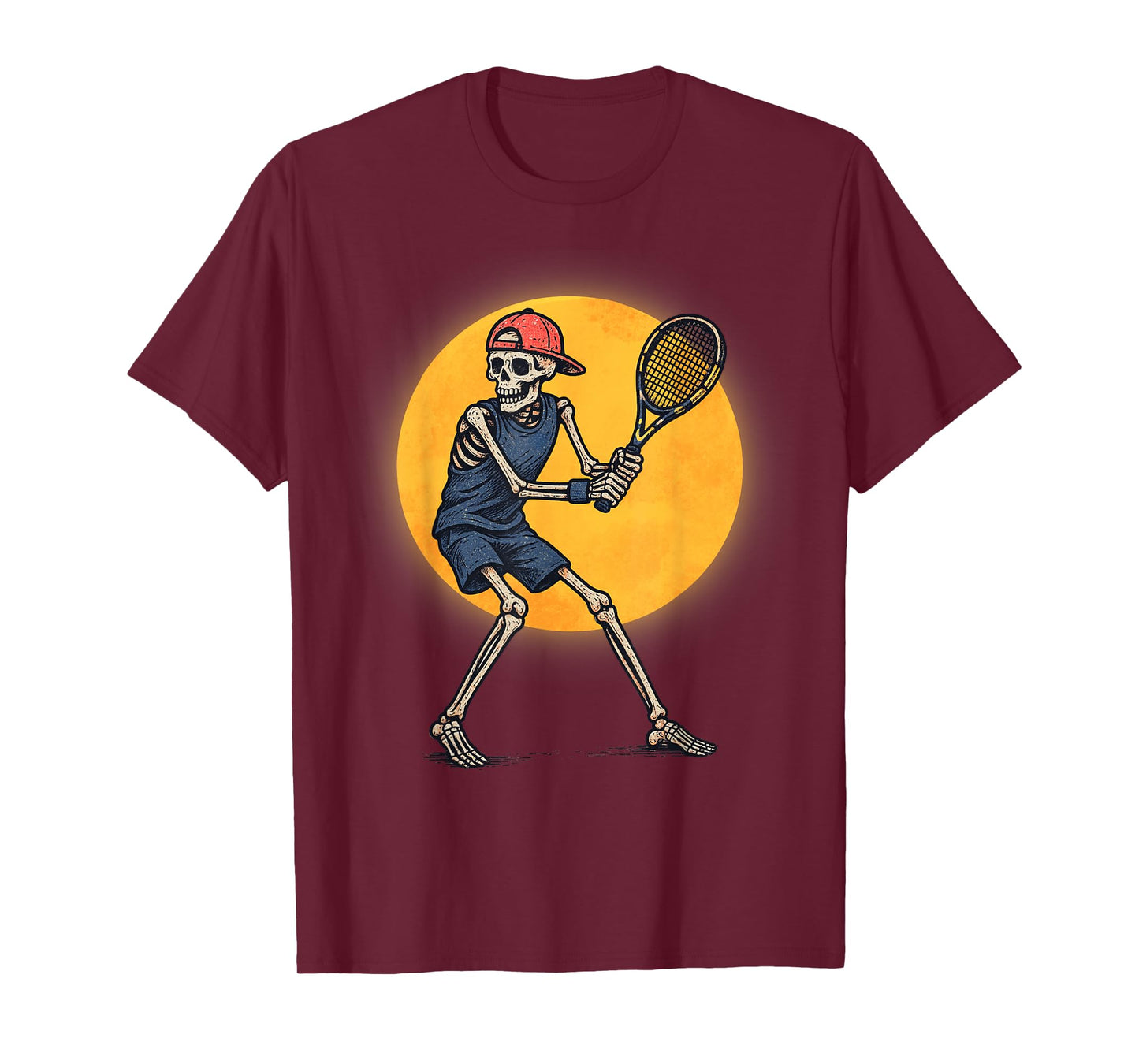 Vintage Halloween Skeleton Tennis Funny Spooky Costume T-Shirt