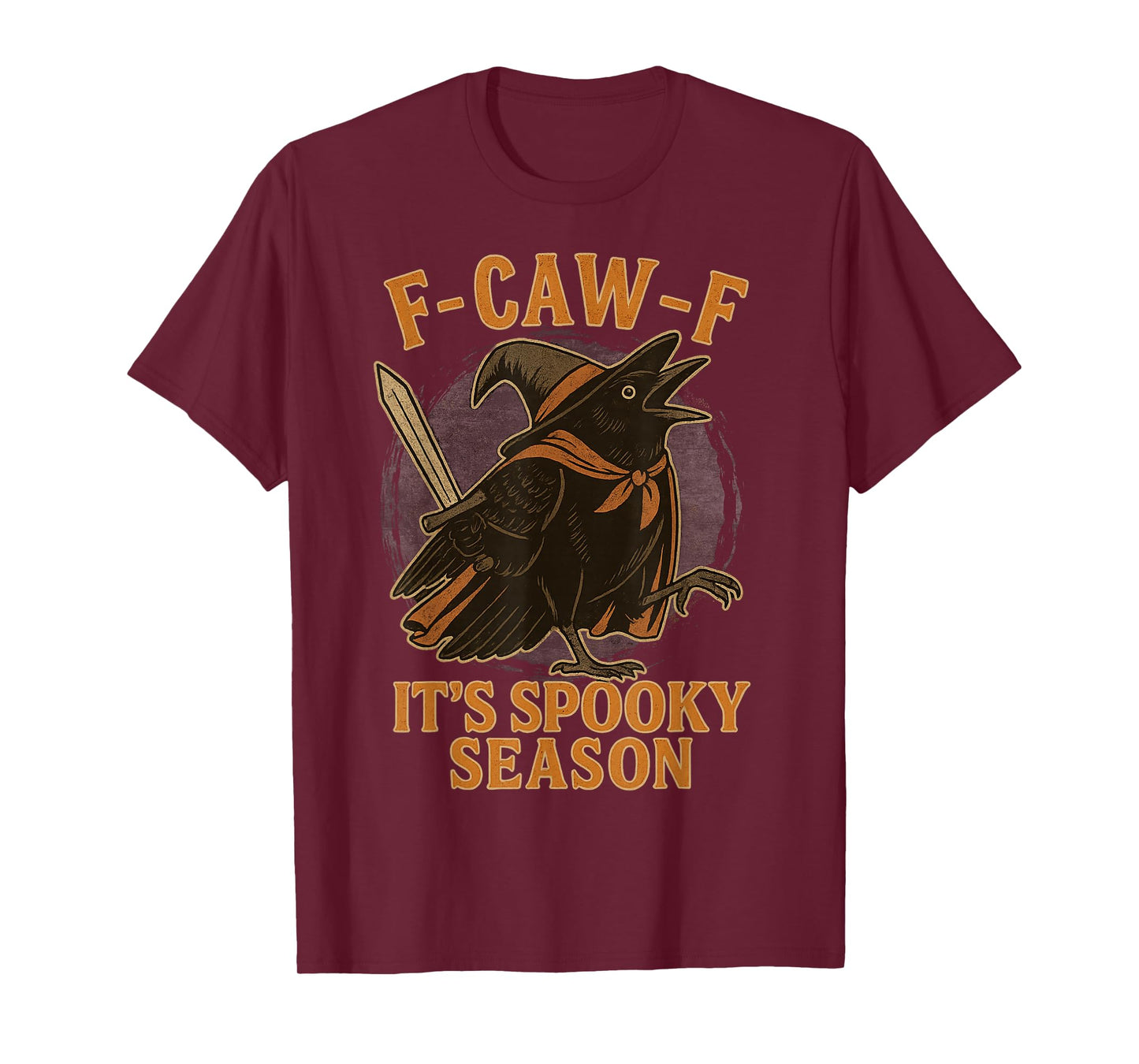 F CAW F It's Spooky Season Crow Dressed as Witch Halloween T-Shirt