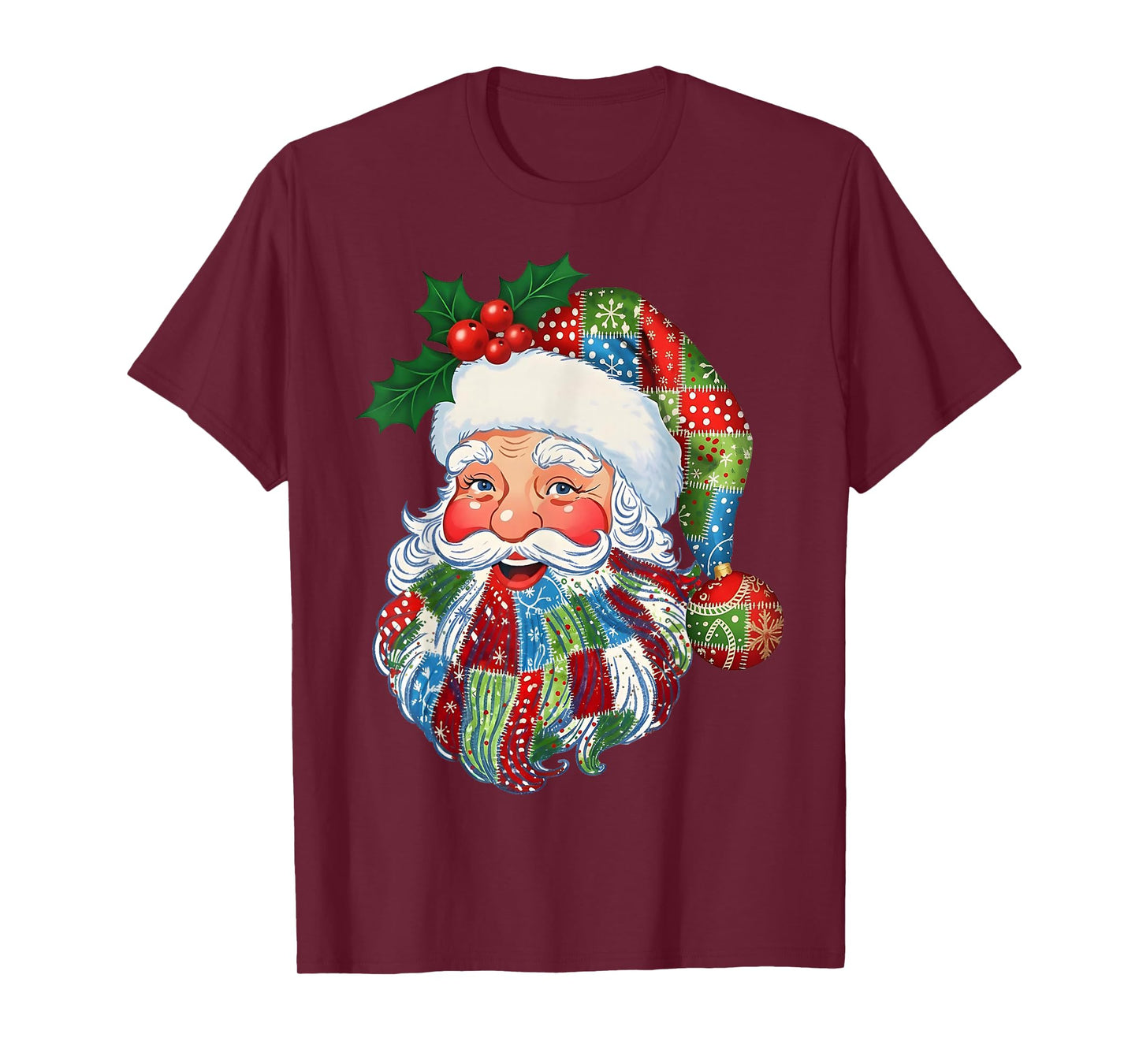 Patchwork Santa Claus Retro Christmas Funny Men Woman Kid T-Shirt