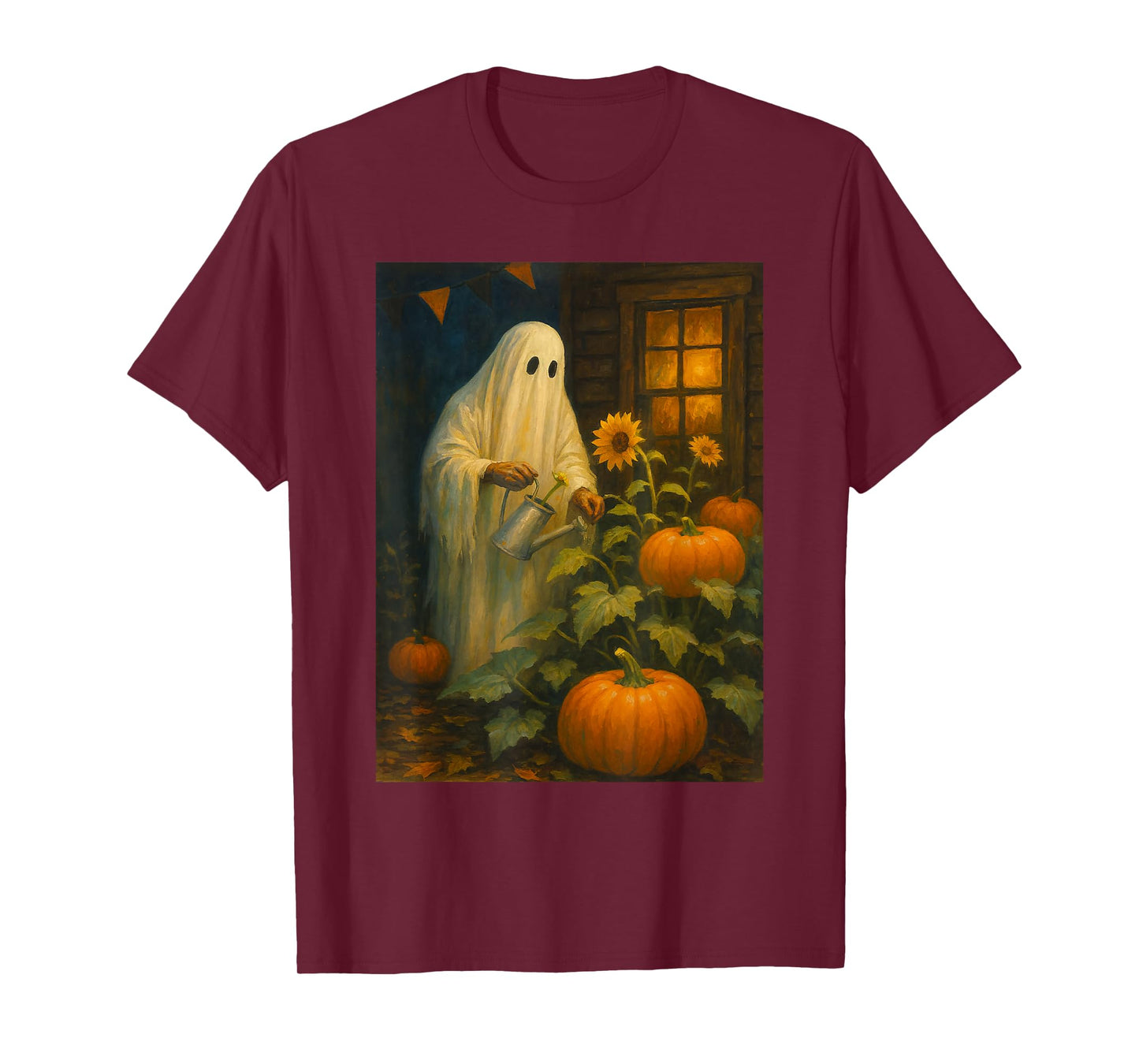Vintage Floral Ghost Halloween Ghost in The Forest Gothic T-Shirt