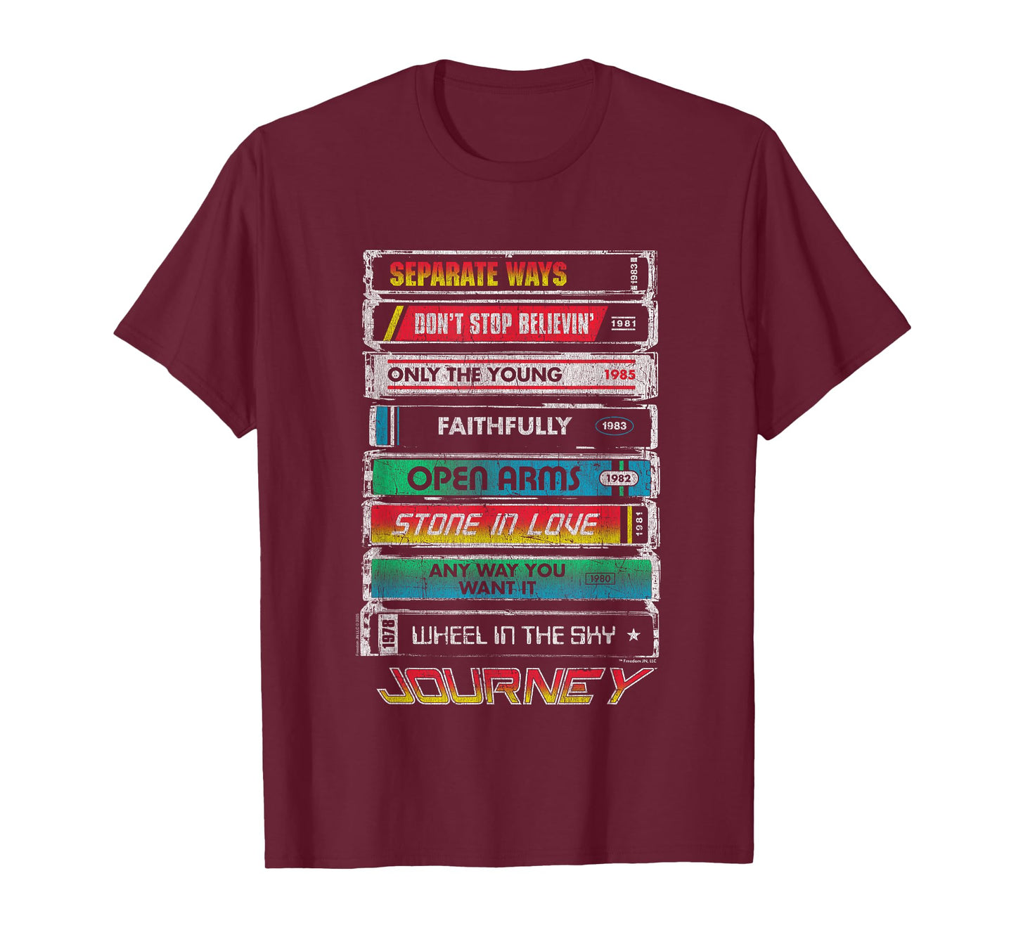 Journey Iconic Tape Deck Hits Retro Vintage Chest Poster T-Shirt