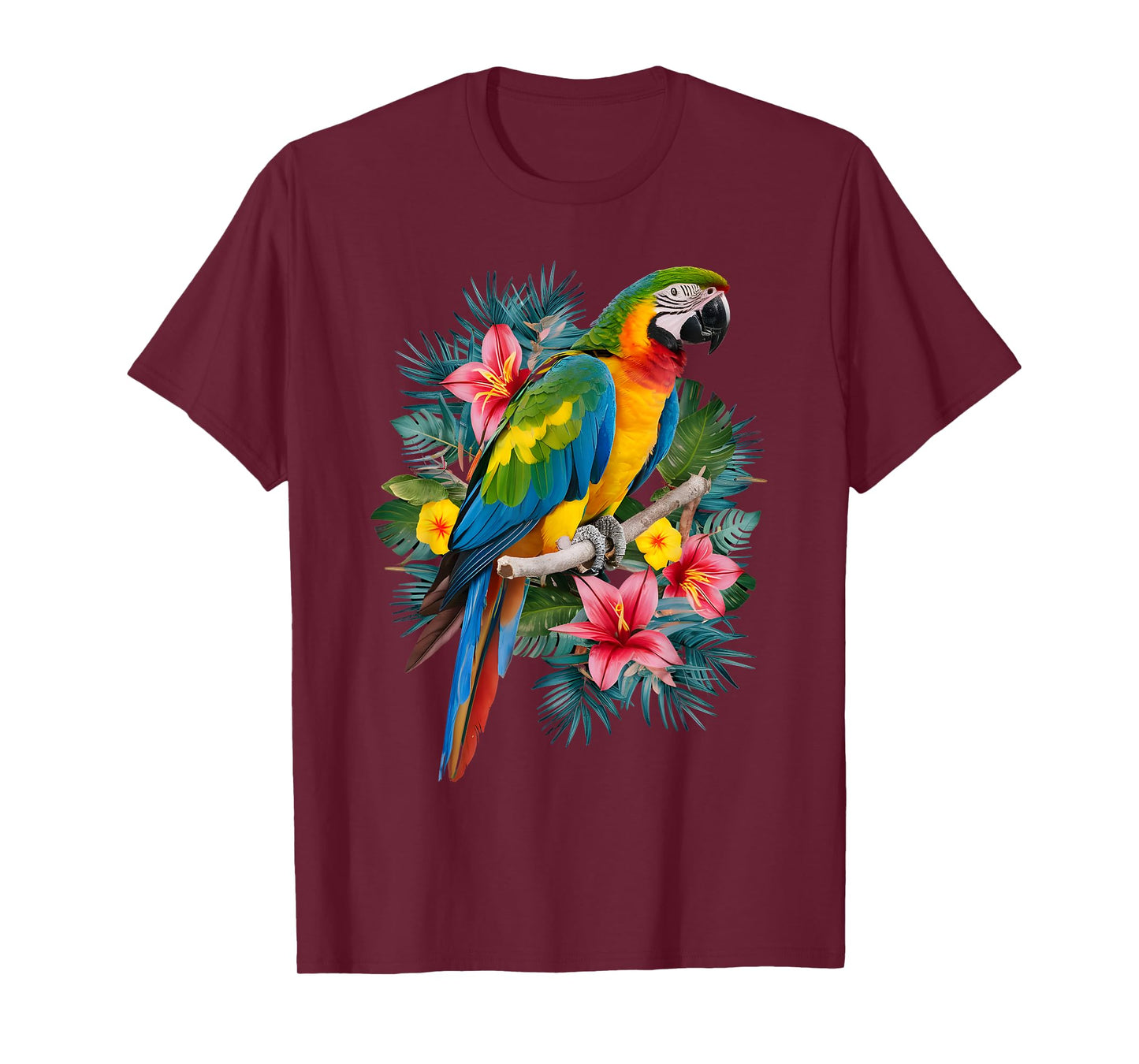 Parrot In Tropical Summer Flower Women Cockatiel Bird T-Shirt