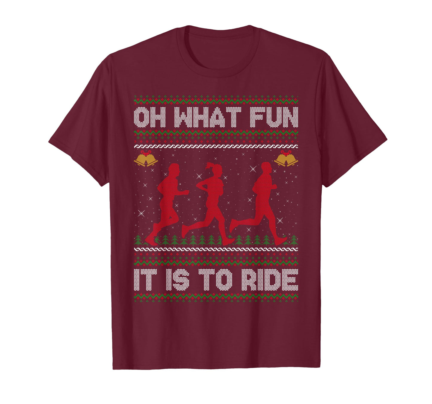 Oh What Fun It is to Run Ugly Christmas Sweater Running Xmas T-Shirt