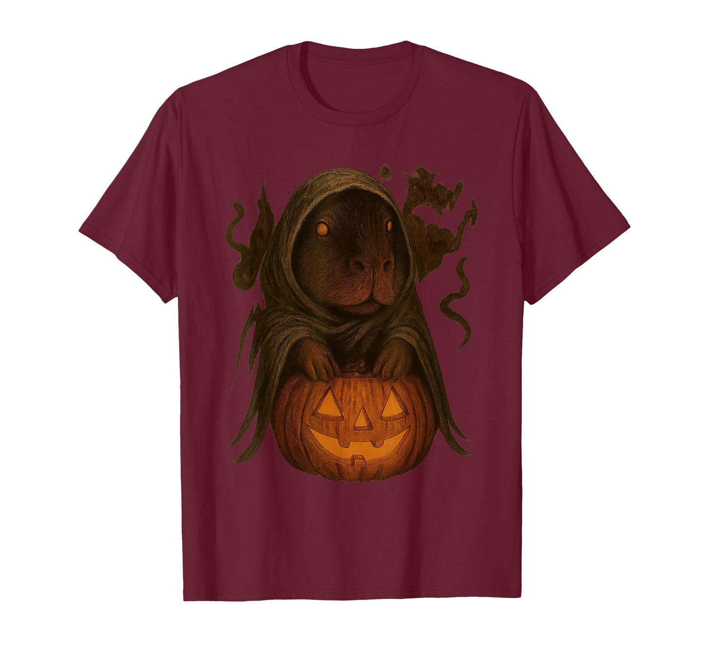 Funny Vintage Capybara Halloween Pumpkin Spooky Ghost Women T-Shirt
