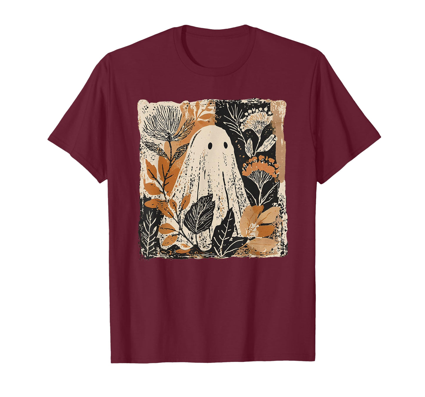 Vintage Floral Ghost Halloween Ghost Autumn Halloween Women T-Shirt