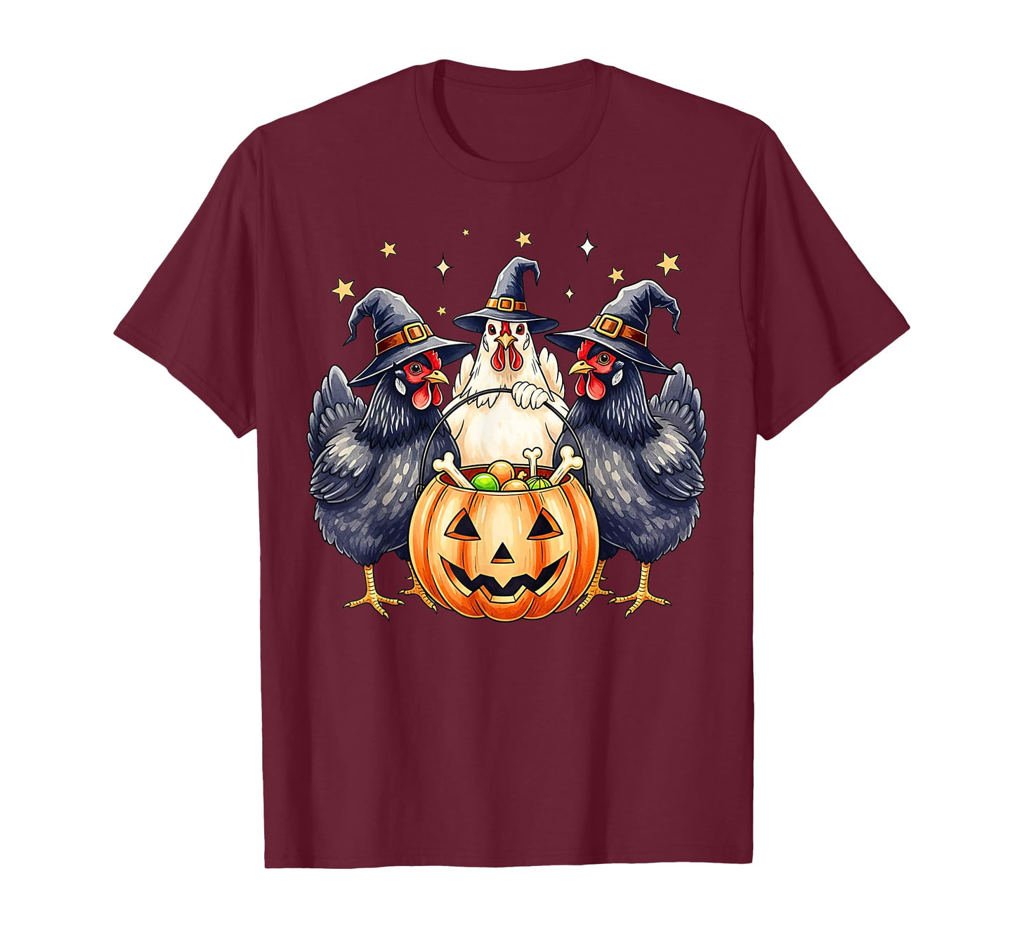 Retro Witchy Halloween Costume Pumpkin Chicken Fall T-Shirt