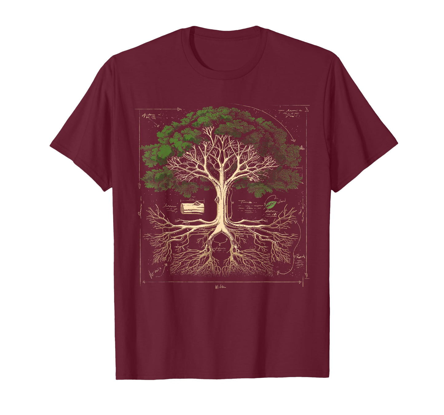 GoshWow Tree Anatomy Shirt Tree Natural Oak Tree Woodsman Vintage T-Shirt
