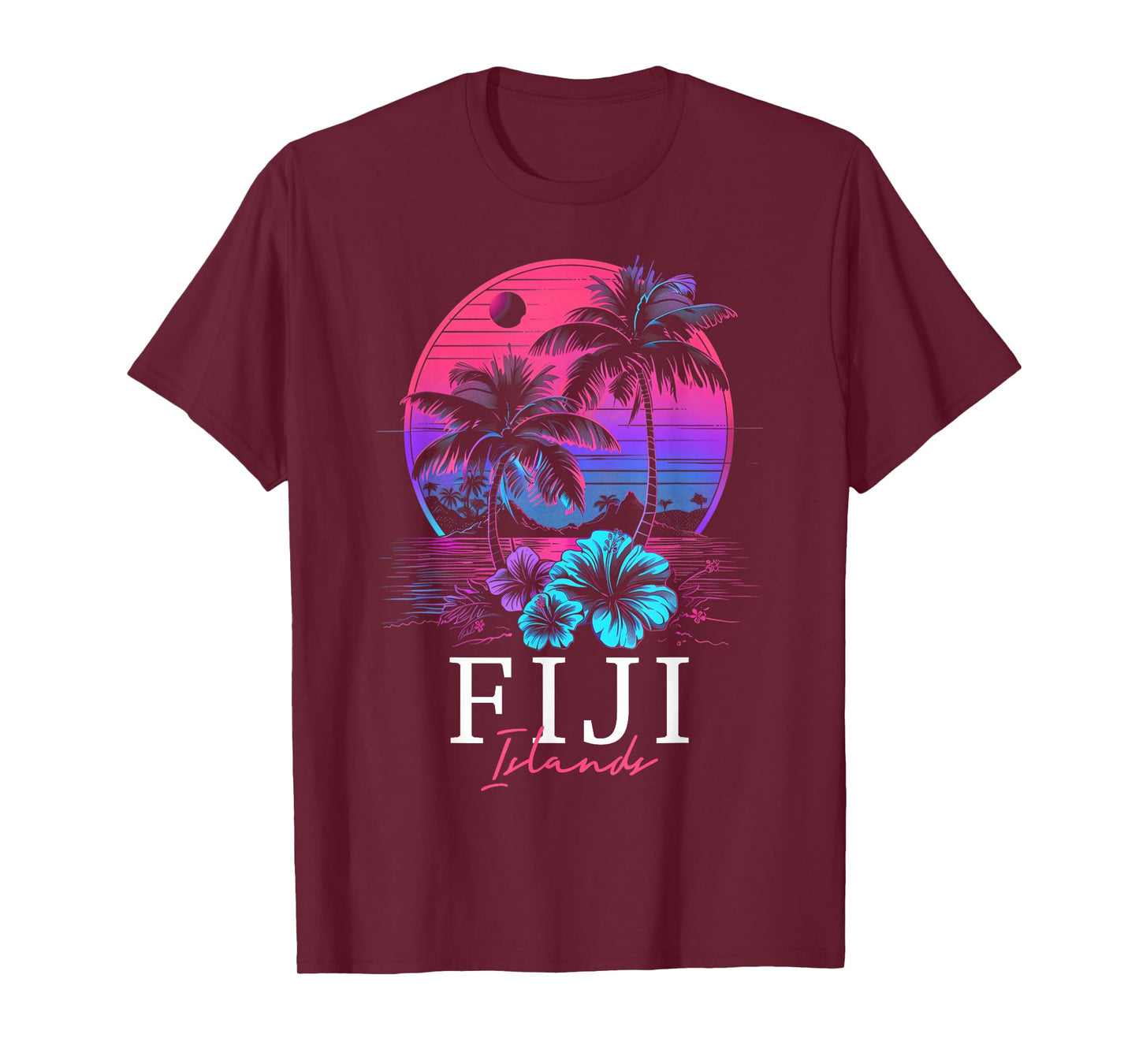 Fiji Islands Hibiscus Flowers Beach Surfer Souvenir T-Shirt