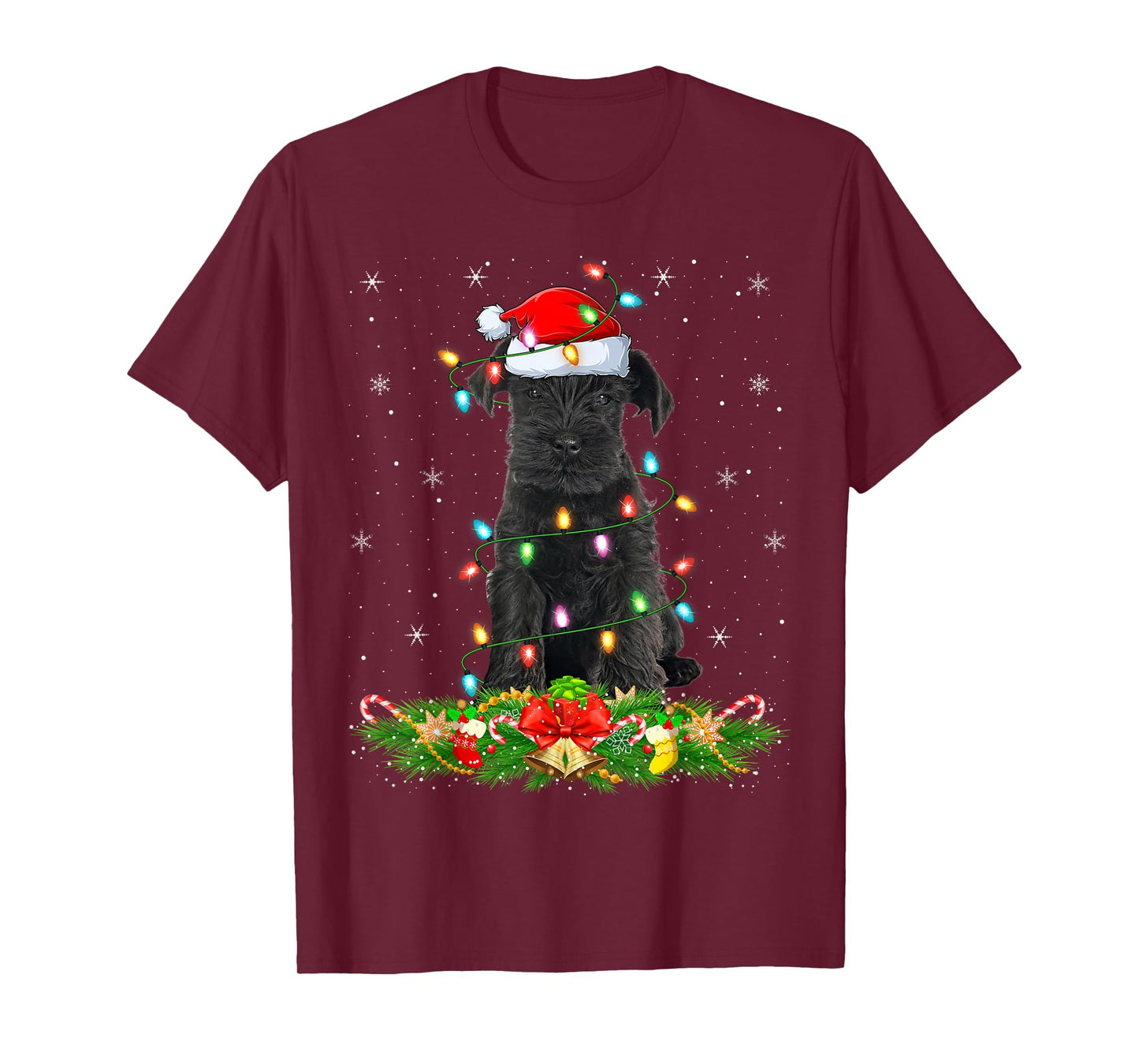 Miniature Schnauzer Dog Christmas Lights Funny Santa Xmas T-Shirt