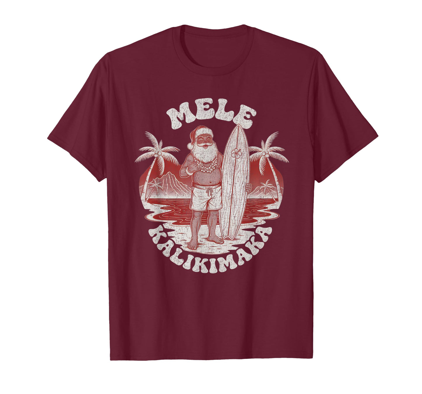Mele Kalikimaka Christmas Shirt Hawaii Holiday Surfing Santa T-Shirt