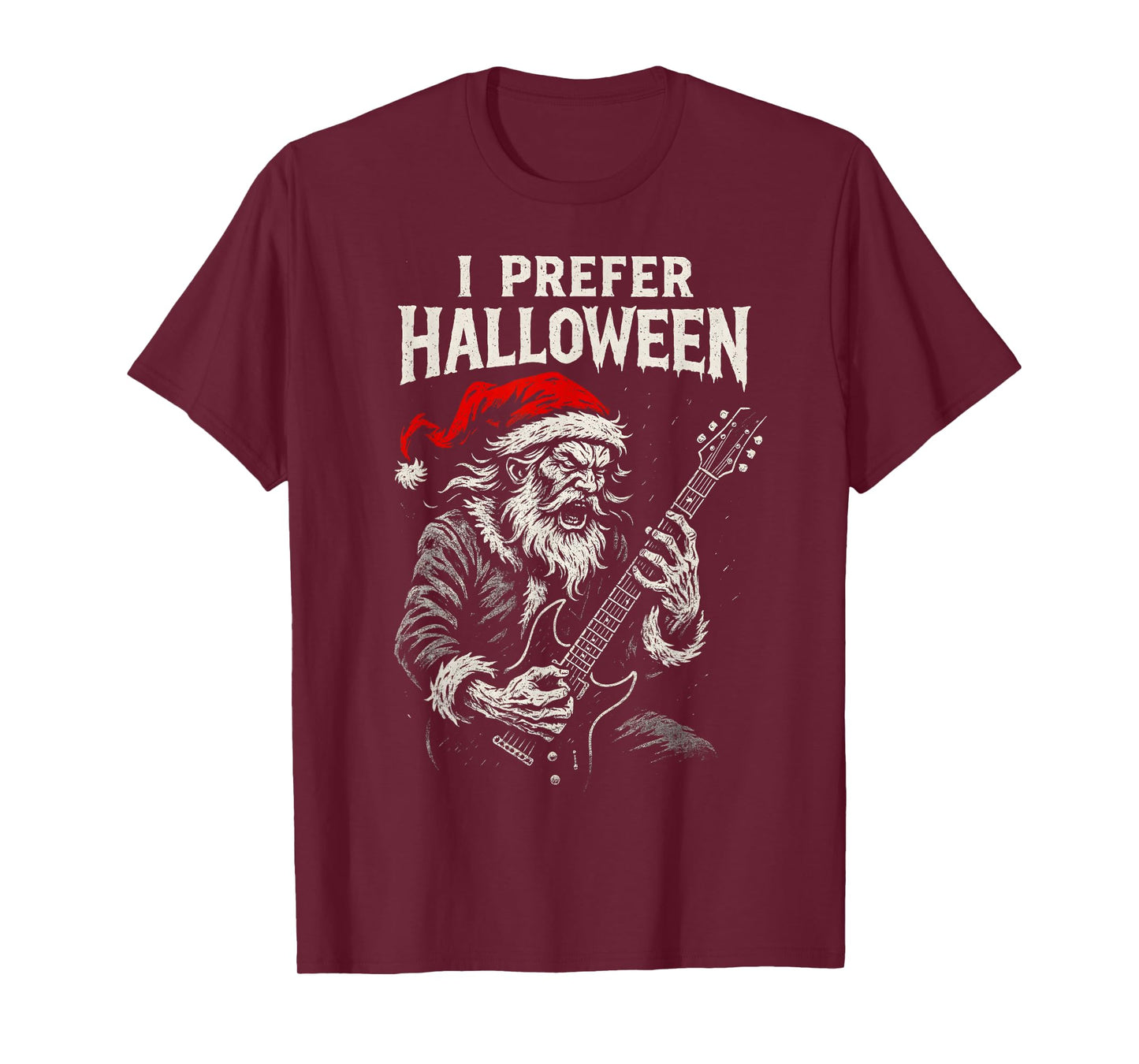 Rock Guitar Santa Claus I Prefer Halloween Funny Christmas T-Shirt