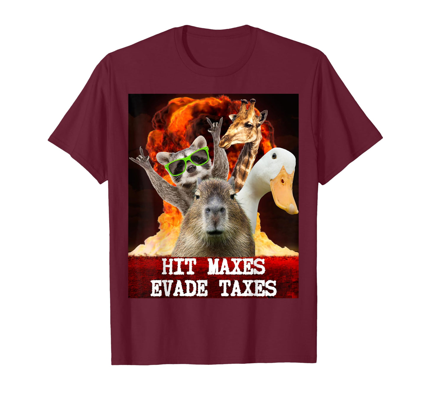 Funny Gym Weightlifting Hit Maxes Evade Taxes Workout Meme T-Shirt