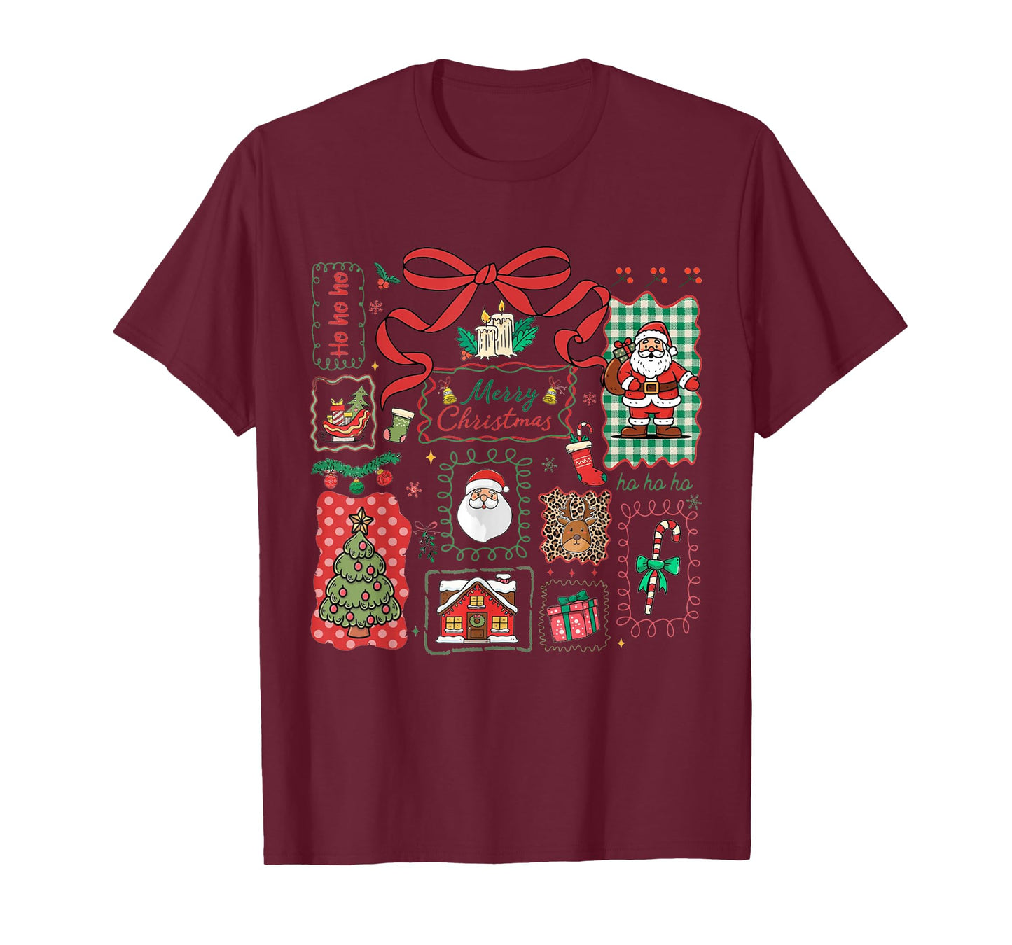 Vintage Christmas Icons Merry Christmas Coquette Bow T-Shirt