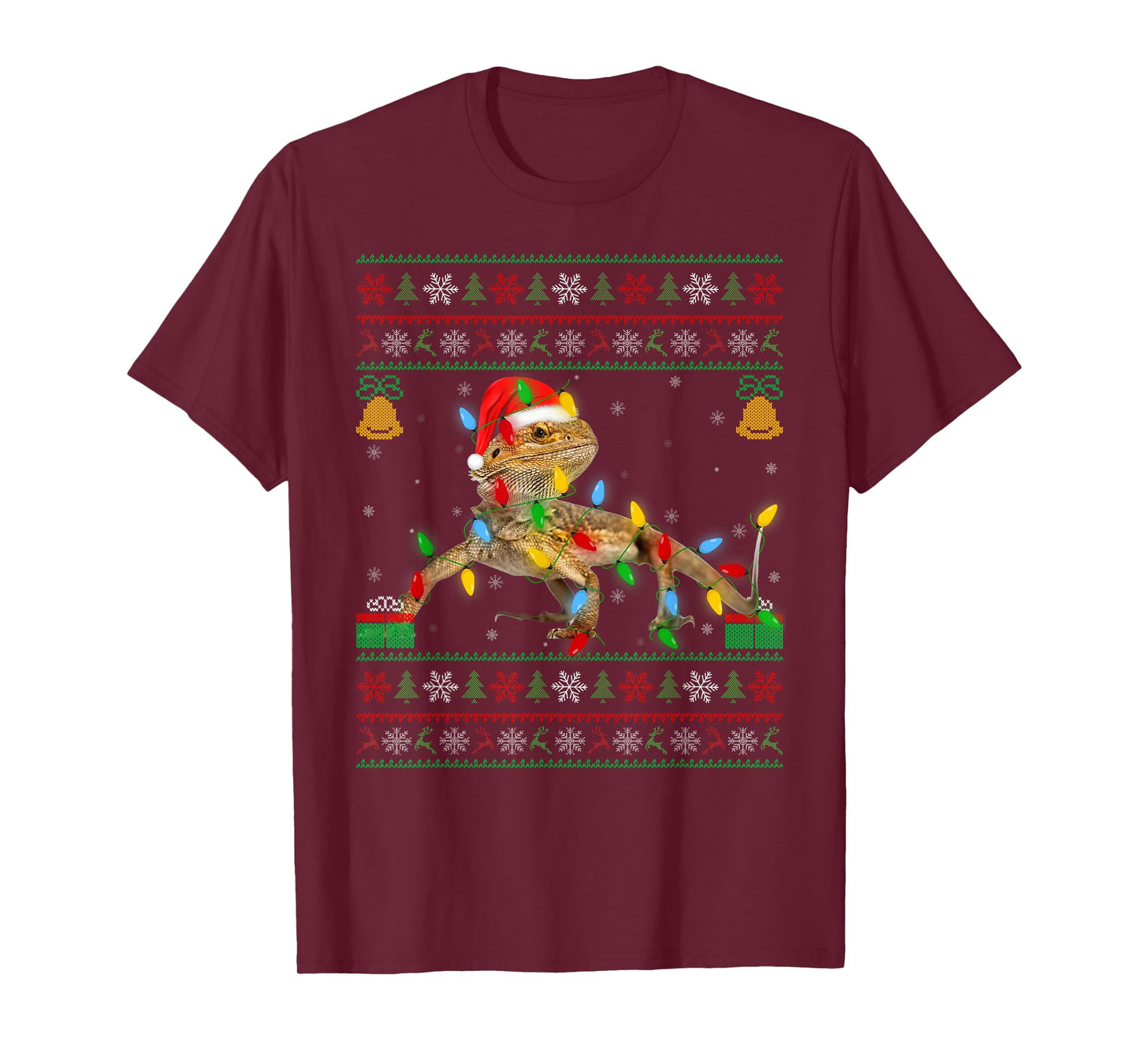 Bearded Dragon Christmas Lights Ugly Xmas Sweaters Santa T-Shirt