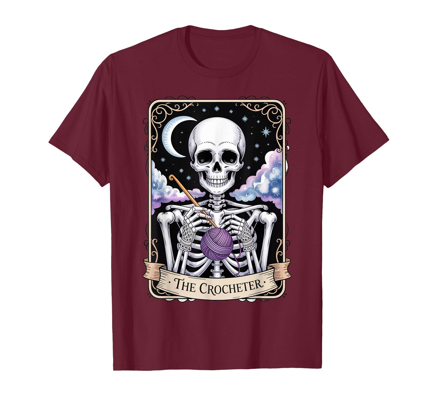 The Crocheter Mom Tarot Card Skeleton Knitting T-Shirt