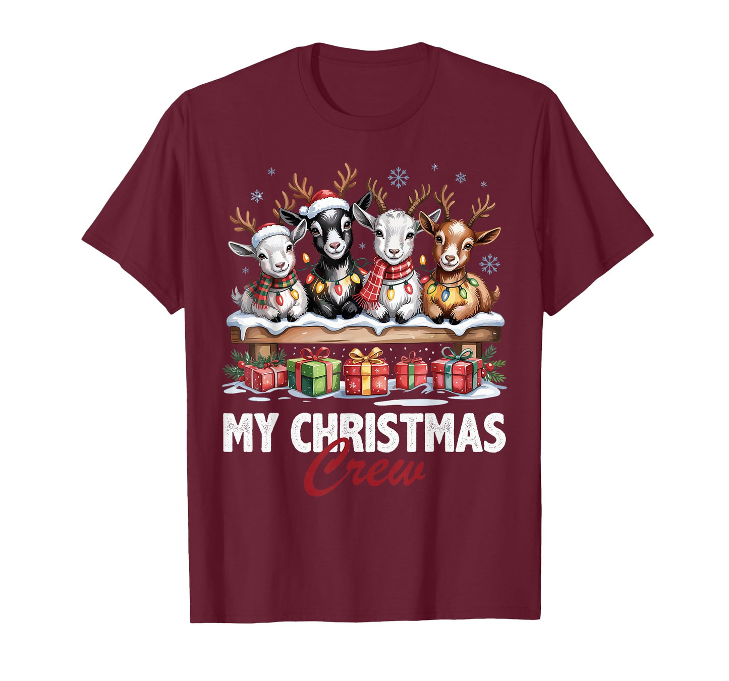 Goat Christmas Crew Cute Animal Lovers Funny Holiday Pajama T-Shirt