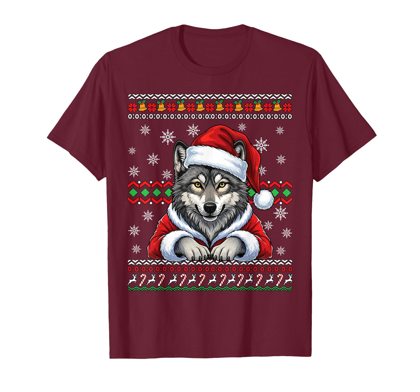 Husky Dog Santa Wolf Happy Christmas Funny Ugly Christmas T-Shirt