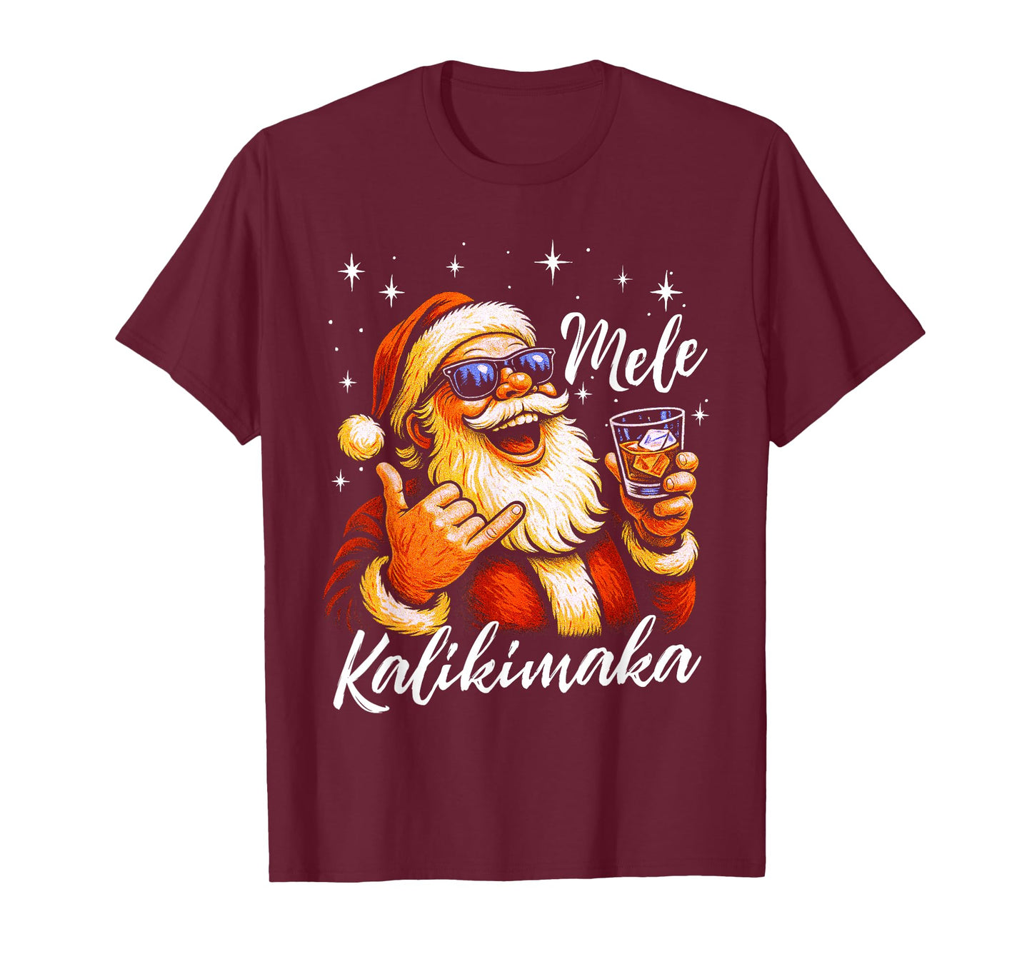 Retro Mele Kalikimaka Hawaiian Christmas Party Santa Shaka T-Shirt