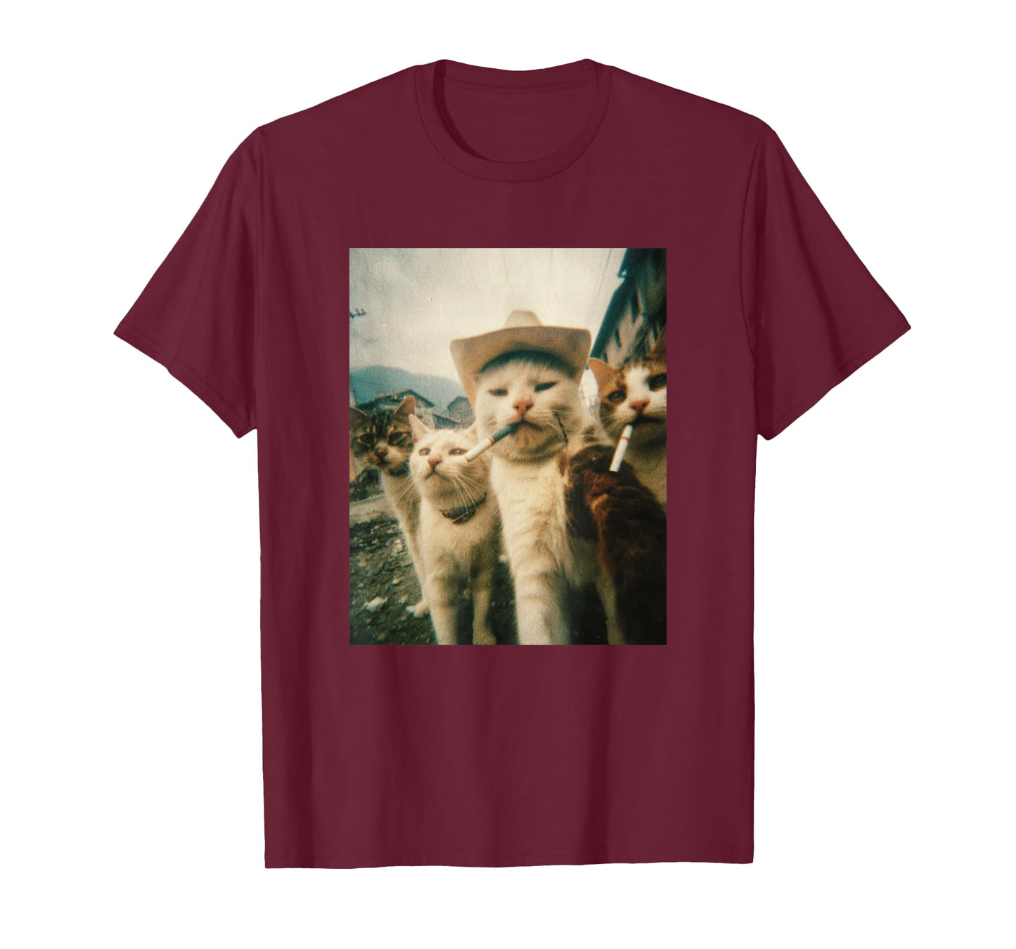 Funny Cowboy Cats Vintage Meme Design T-Shirt