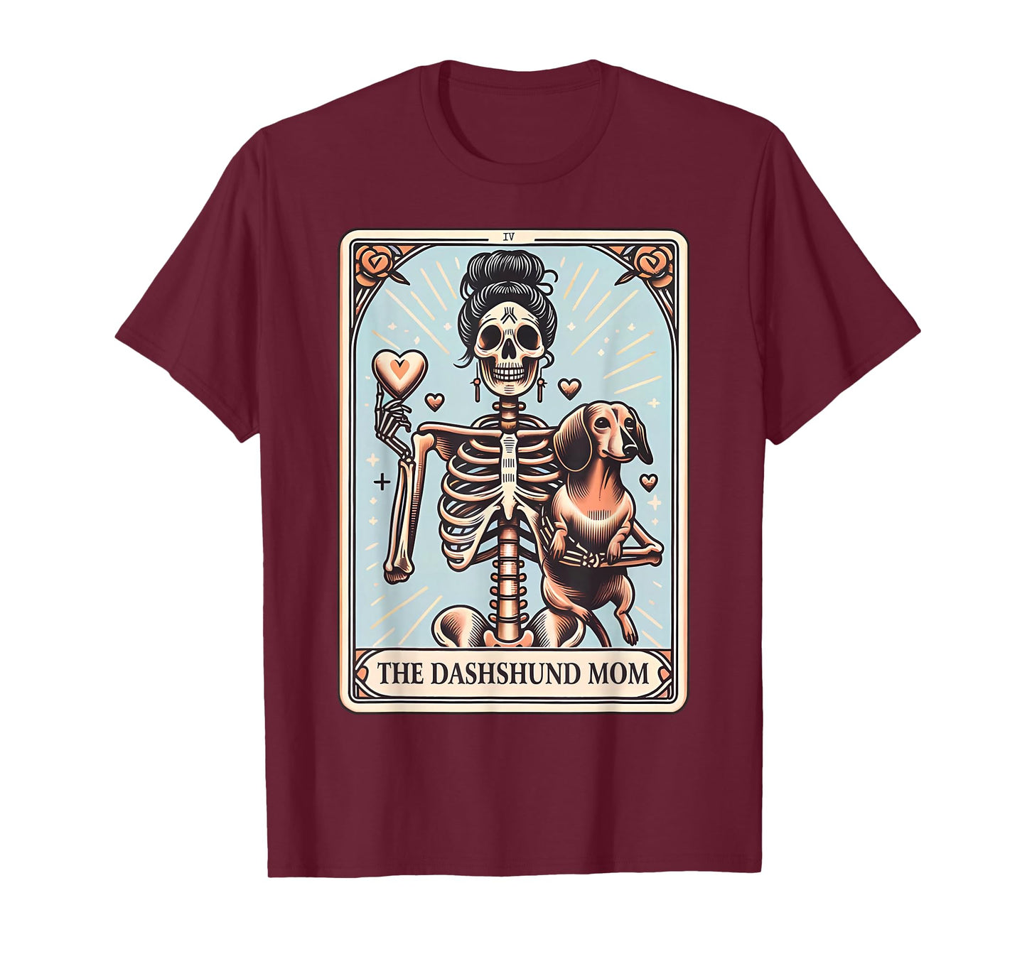 Valentine's Day Dachshund Mom Tarot Card Skeleton Doxie Mama T-Shirt