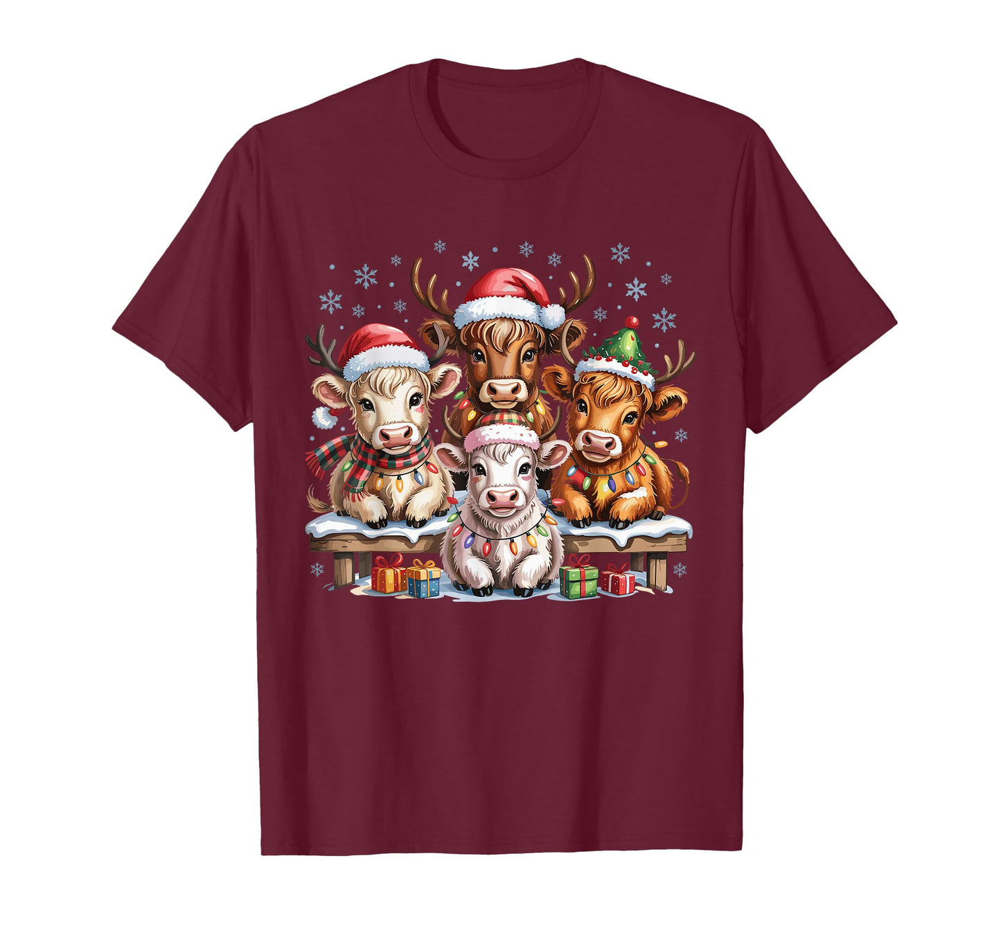 Cow Christmas Cute Farm Animal Lovers Funny Holiday Pajamas T-Shirt