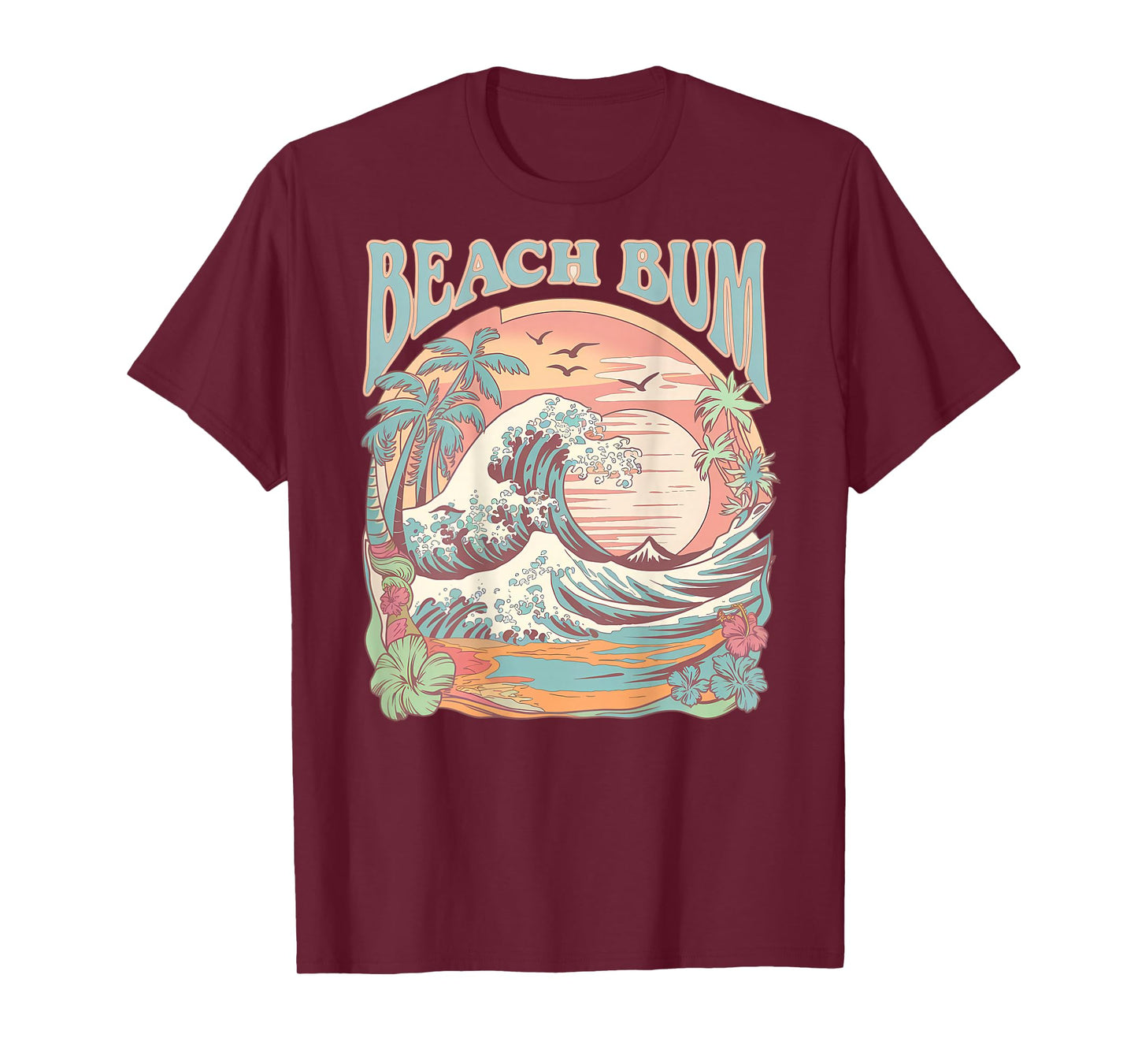 Retro Beach Bum Surf Wave Vintage Tropical Sunset Aesthetic T-Shirt