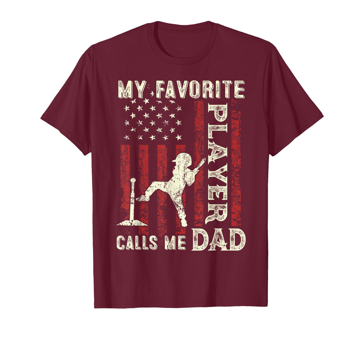 Father's Day Favorite Player Calls Me Dad US Flag T-Ball Dad T-Shirt