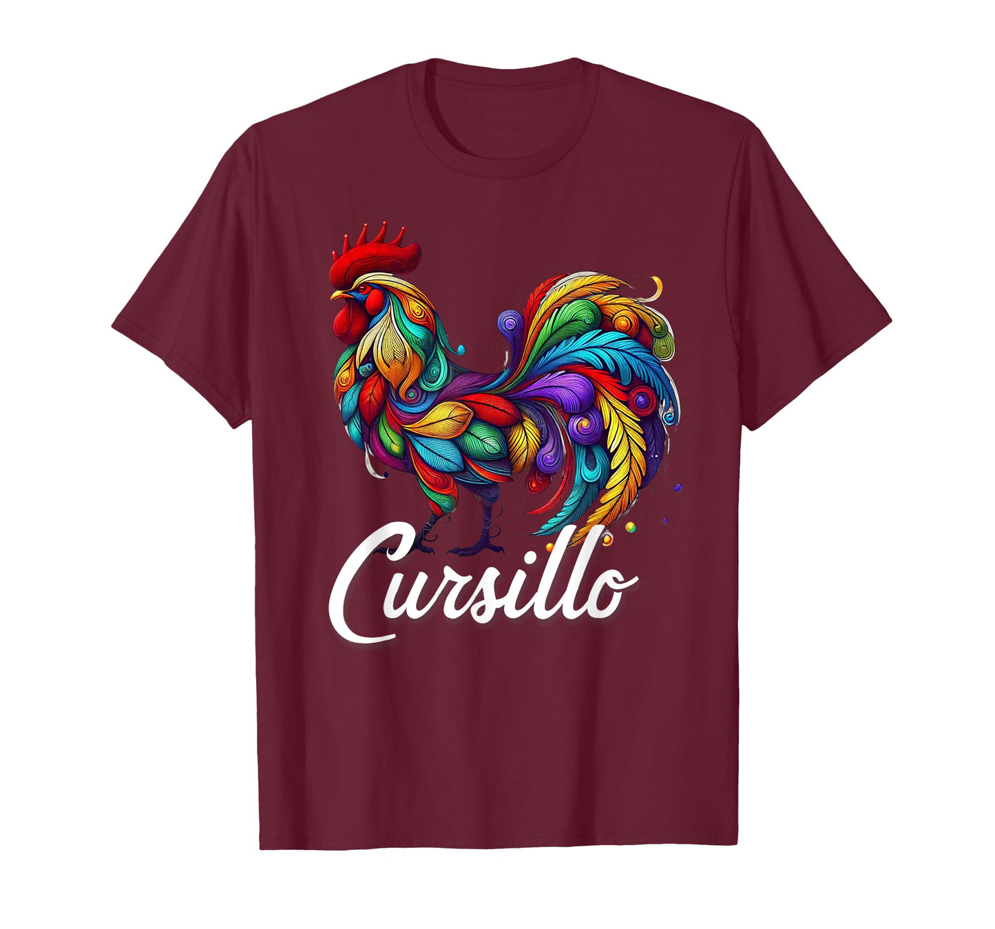 DeColores Cursillo Rainbow Rooster Catholic T-Shirt