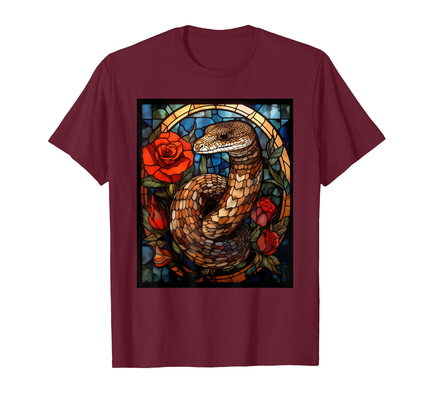 Stained Glass Style Western Diamondback Rattlesnake T-Shirt