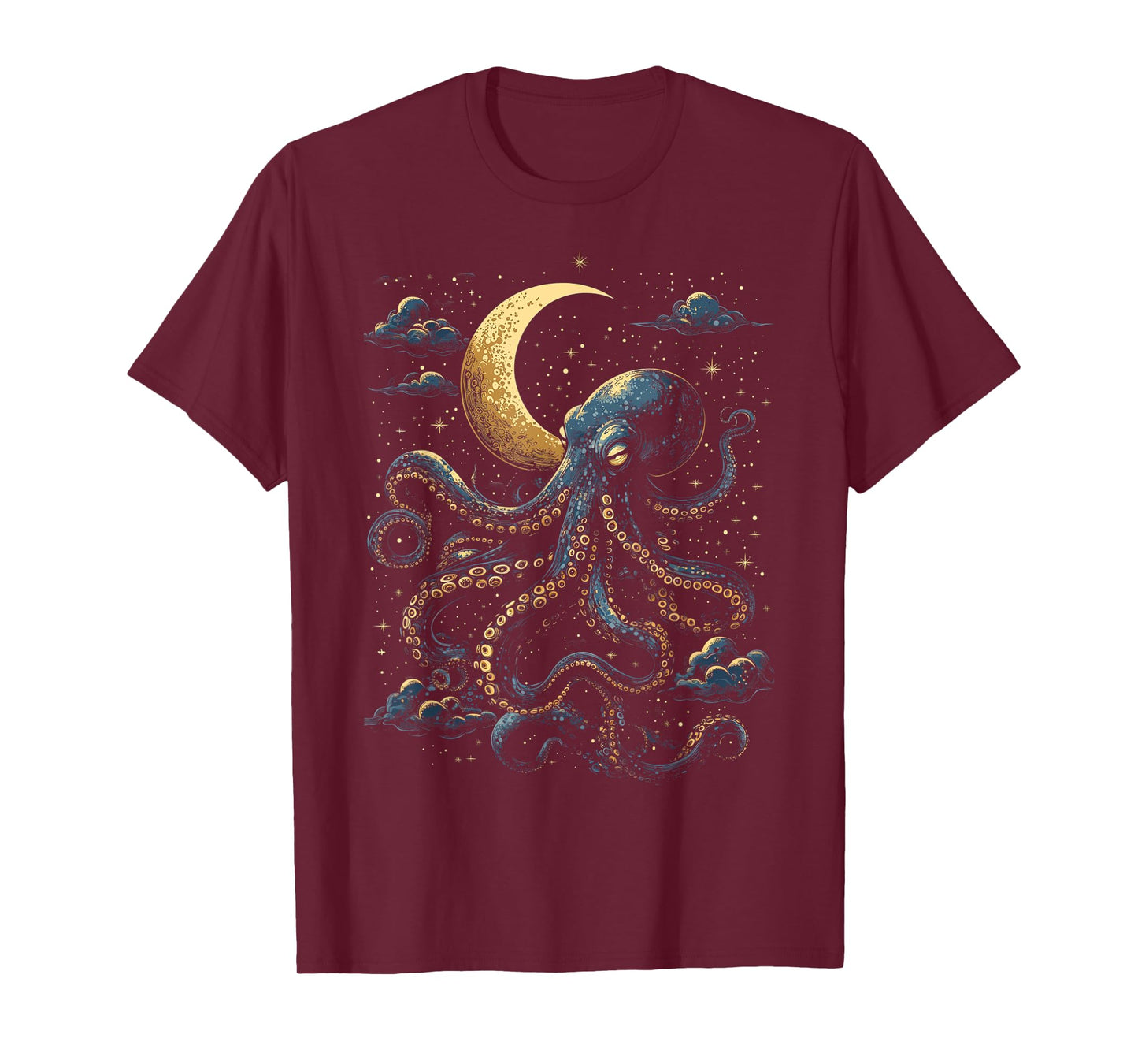 Octopus Celestial Moon Dark Academia Moody Maximalist Ocean T-Shirt