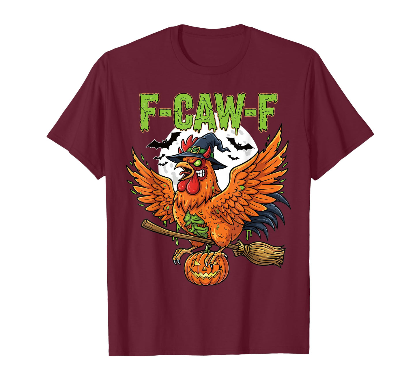 Halloween Chicken Witch Broom Pumpkin Flying T-Shirt