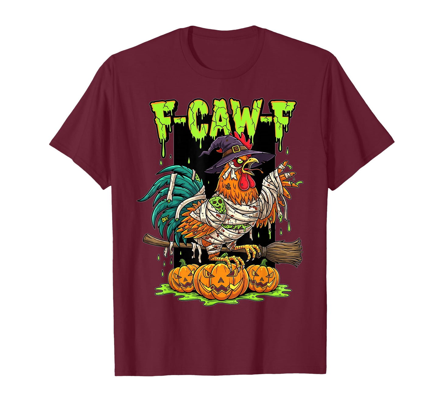 Halloween Zombie Chicken Witch Pumpkin Broomstick T-Shirt