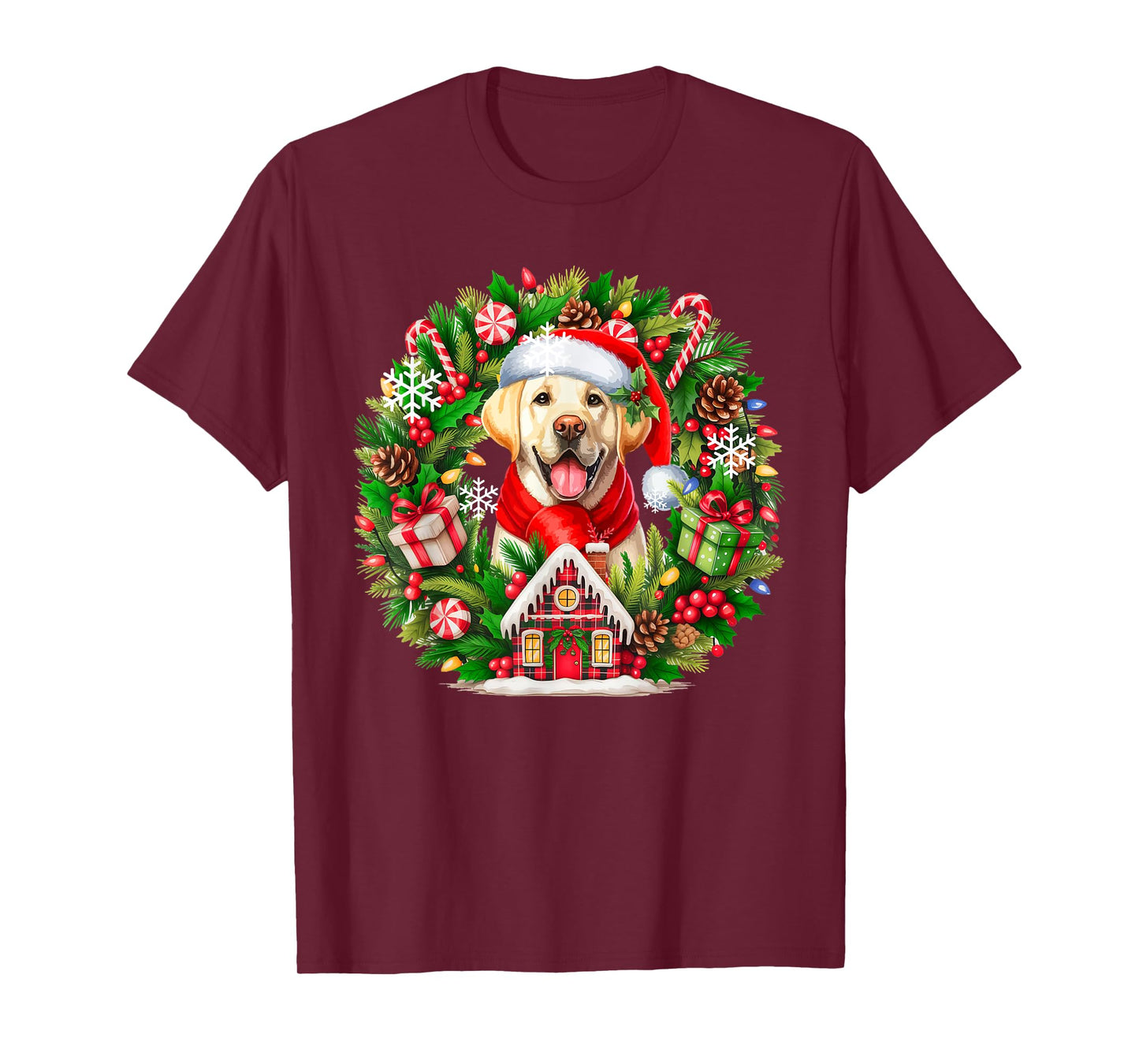 Santa Labrador Retriever Christmas Floral Circle Owner Kids T-Shirt