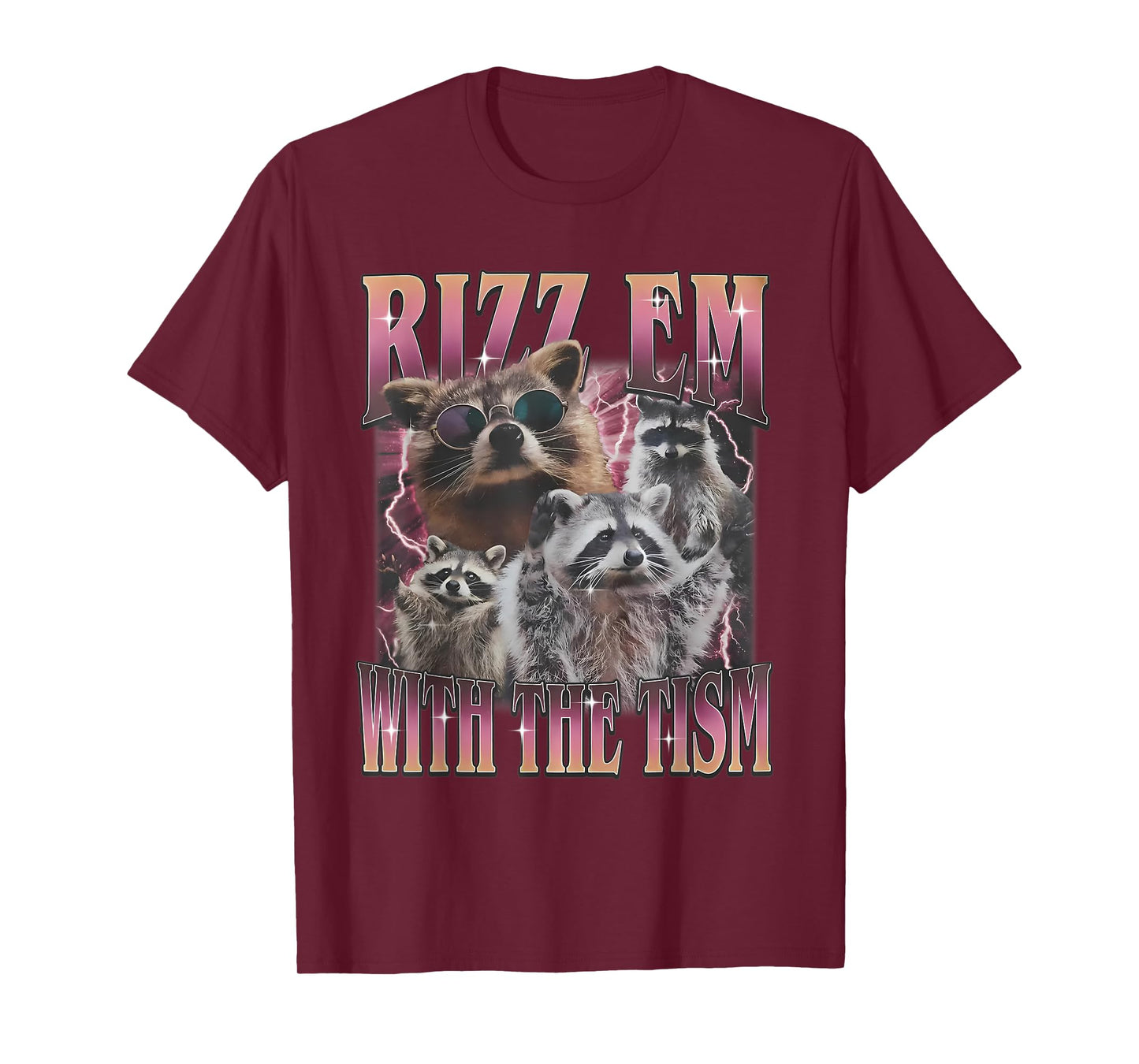 Rizz Em With The Tism Retro Raccoon Bootleg Humor T-Shirt