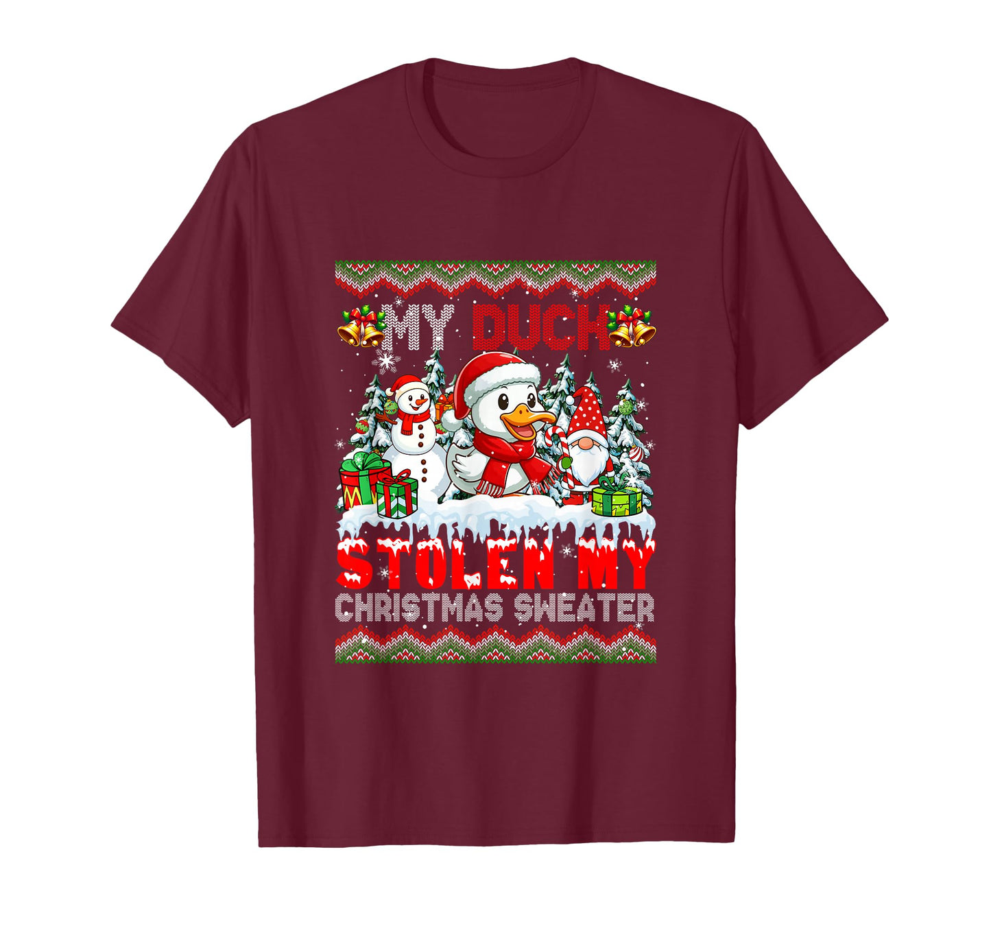 My Duck Stolen My Christmas Sweater Santa Dog Gnome T-Shirt