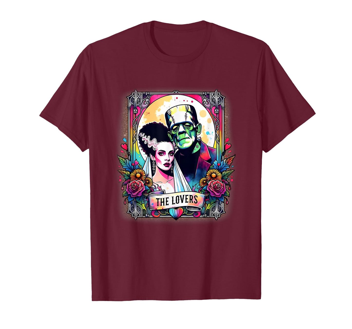 The Monster Frankenstein And Bride The Lovers Tarot Card T-Shirt