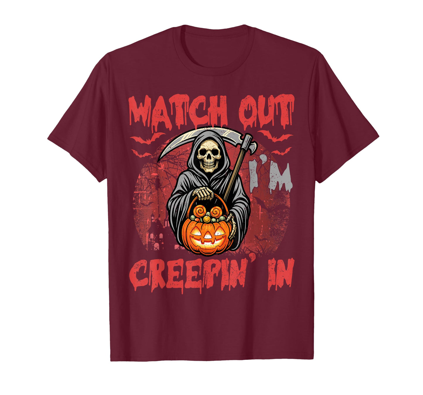 Funny Halloween Grim Reaper I'm Creepin in Women Men Kids T-Shirt