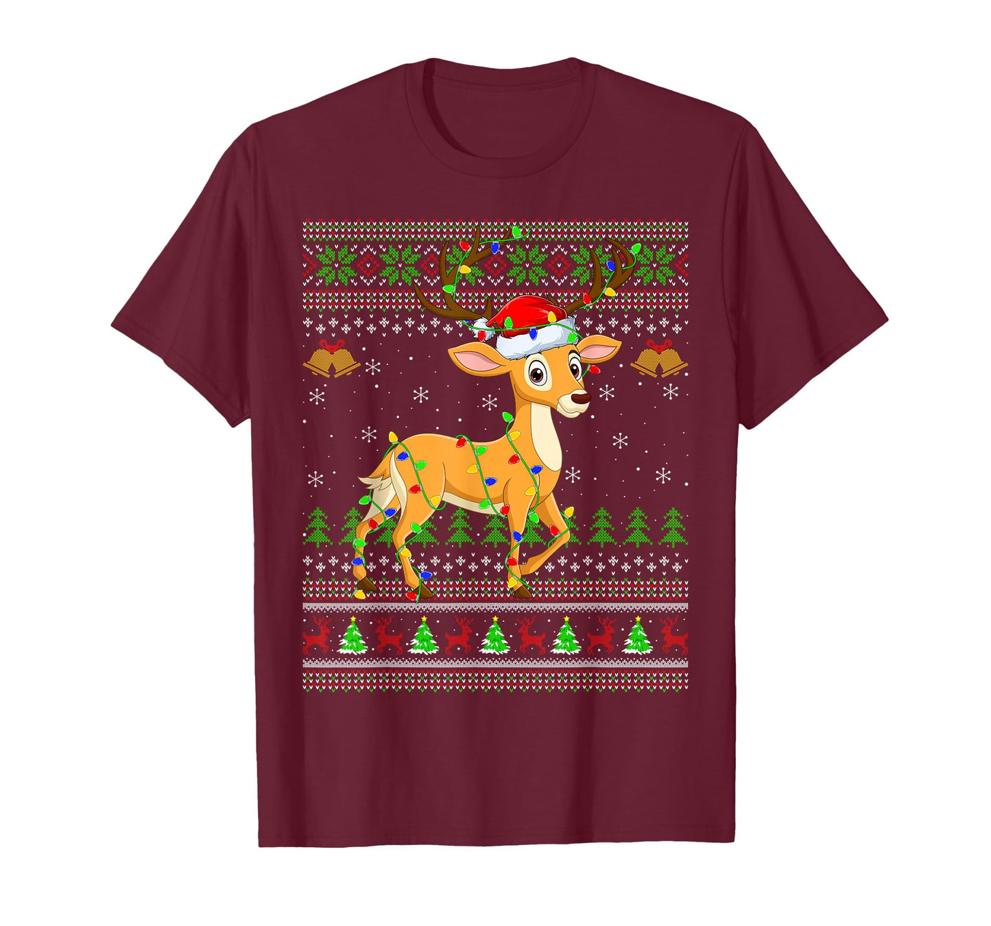 Deer Ugly Christmas Sweaters Holiday Santa Cute Xmas T-Shirt