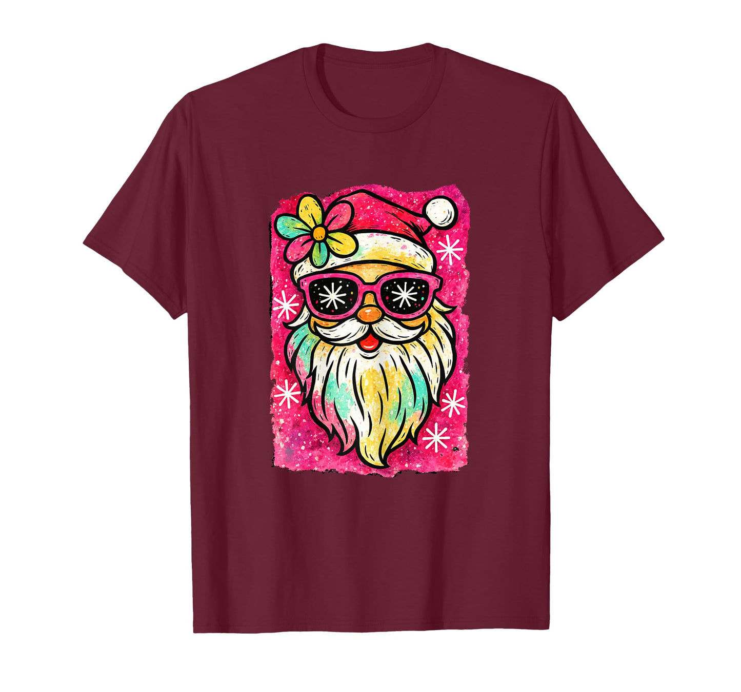 Coquette Pink Glass Santa Merry Christmas Women Girl Kids T-Shirt