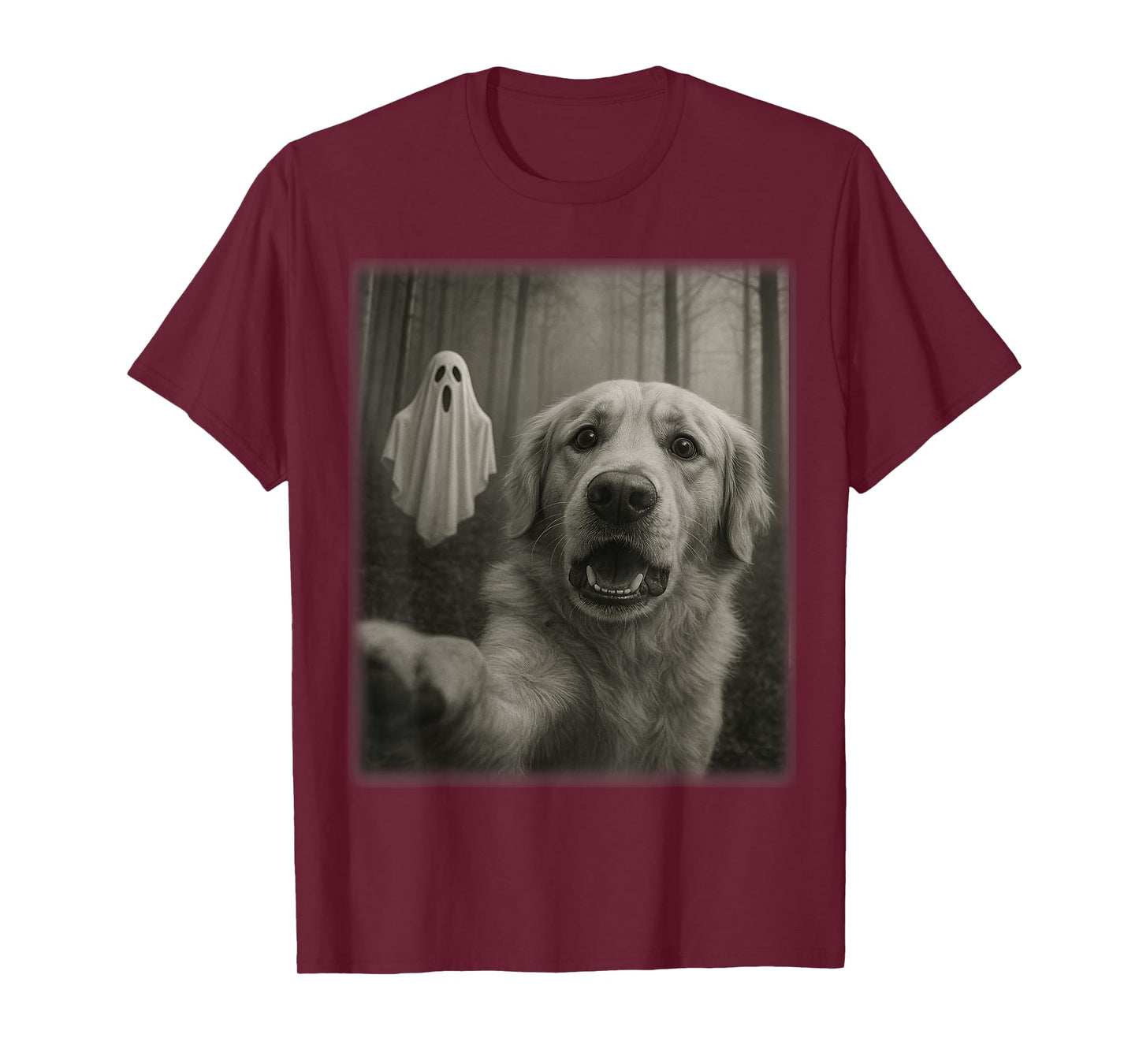 Funny Halloween Retriever Dog Selfie with Spooky Ghost T-Shirt