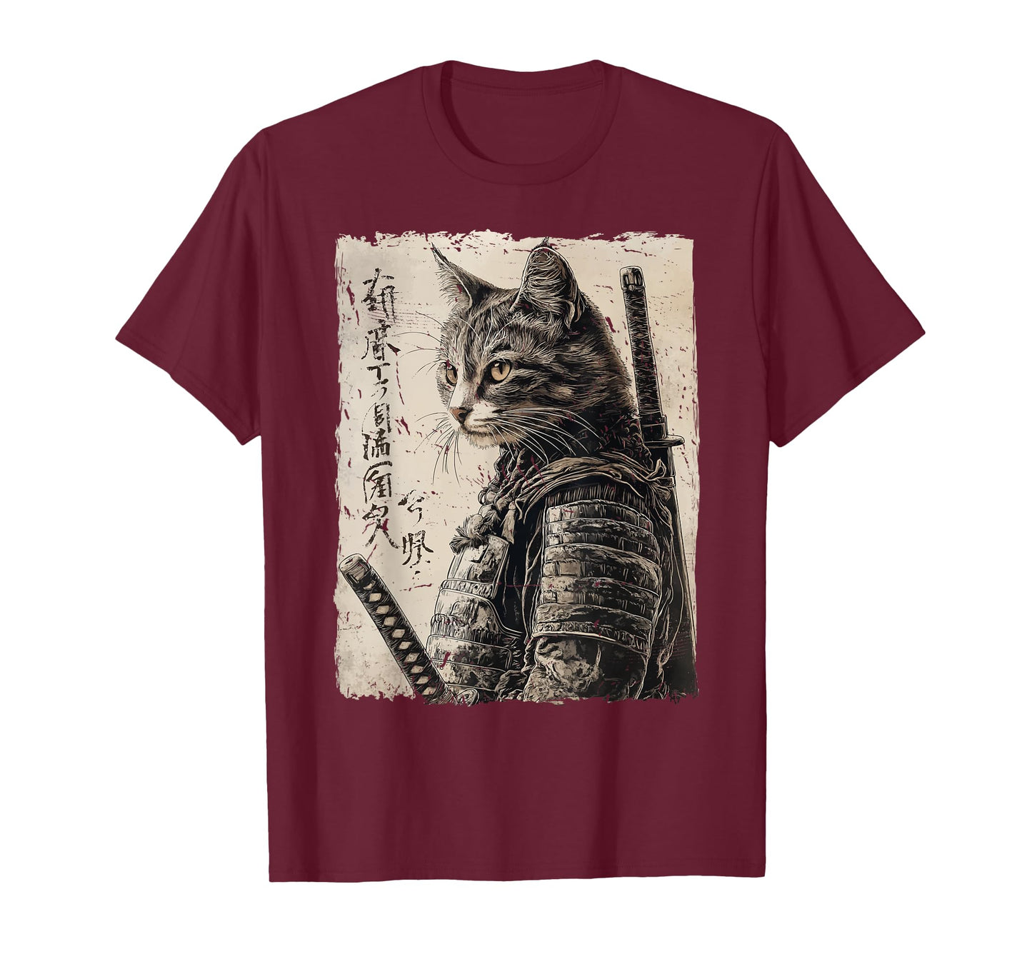 Samurai Cat Warrior Japanese Ukiyo-e Artwork Cat Samurai Men Women Girls Kids T-Shirt