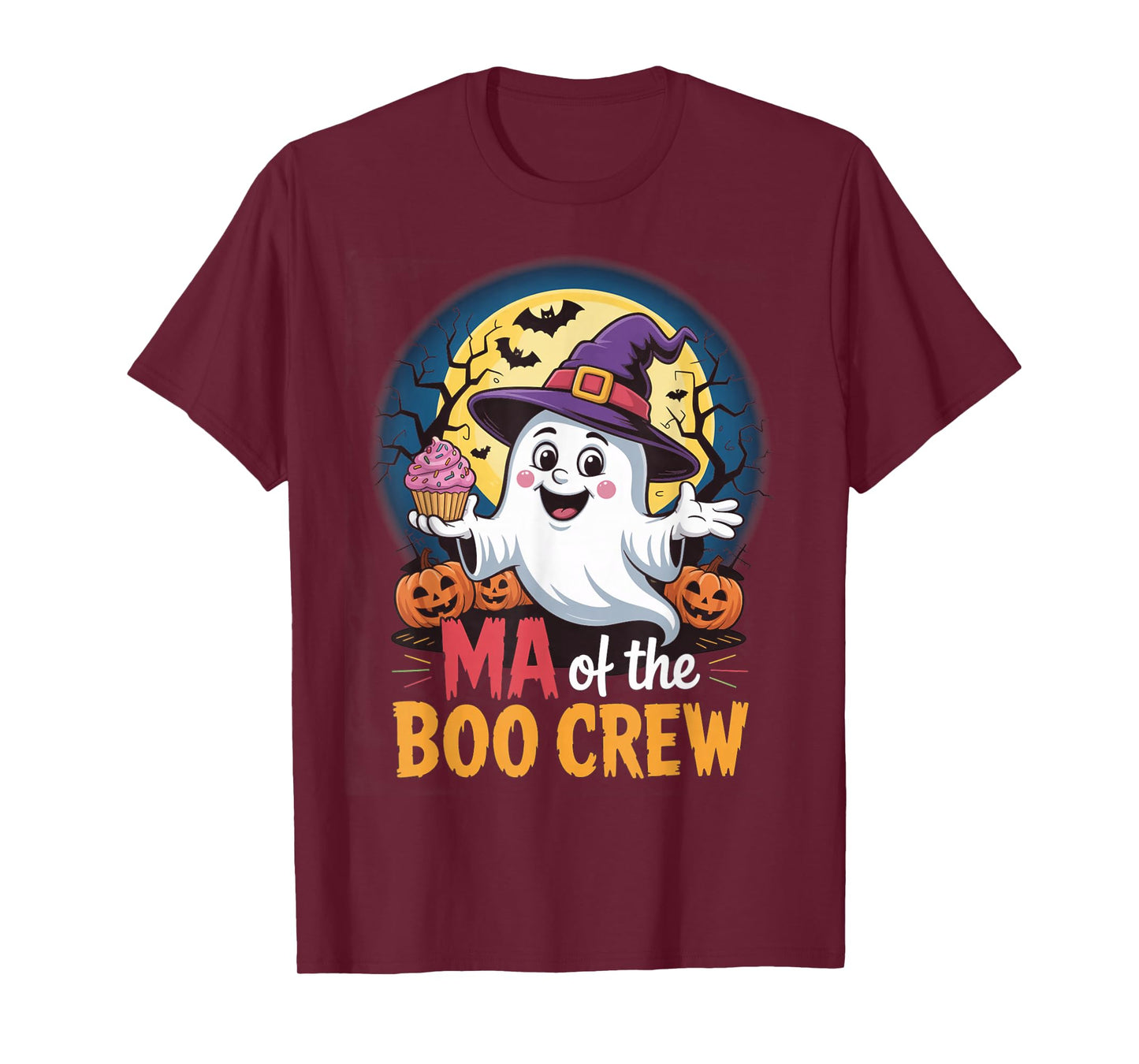 Ma of The Boo Crew Ghost Halloween Bats Cupcake Pumpkins T-Shirt