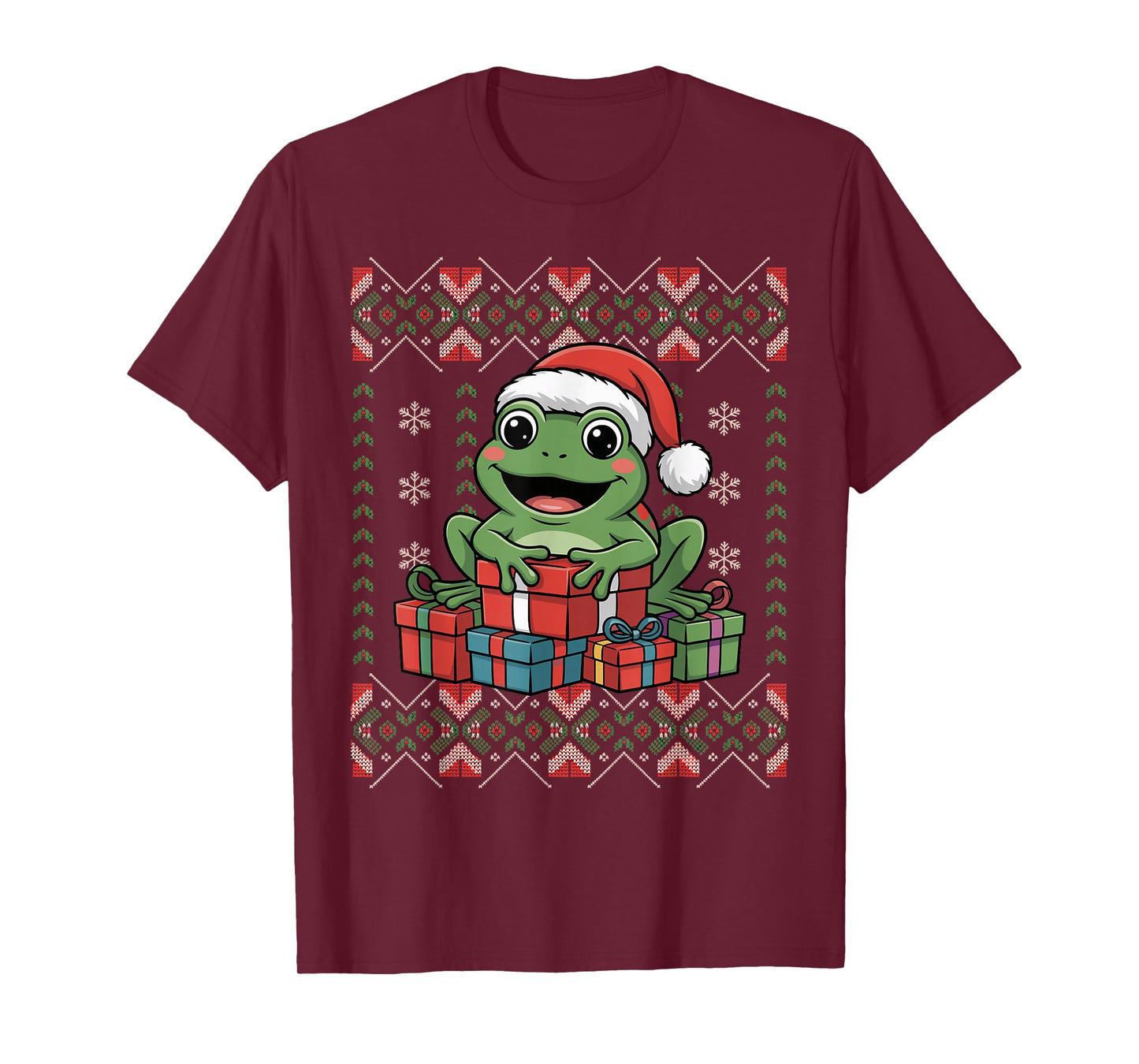 Santa Frog Christmas Ugly Sweater Funny Holiday Pajamas T-Shirt
