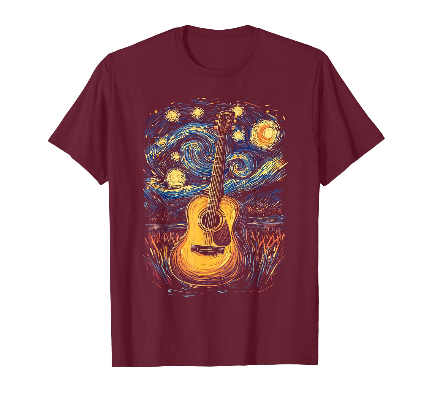 Starry Night Inspired Acoustic Guitar T-Shirt