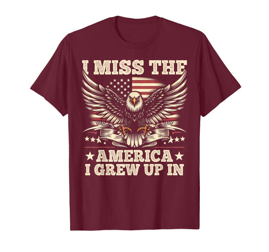 I Miss The America I Grew Up In Retrro Vintage American Flag T-Shirt